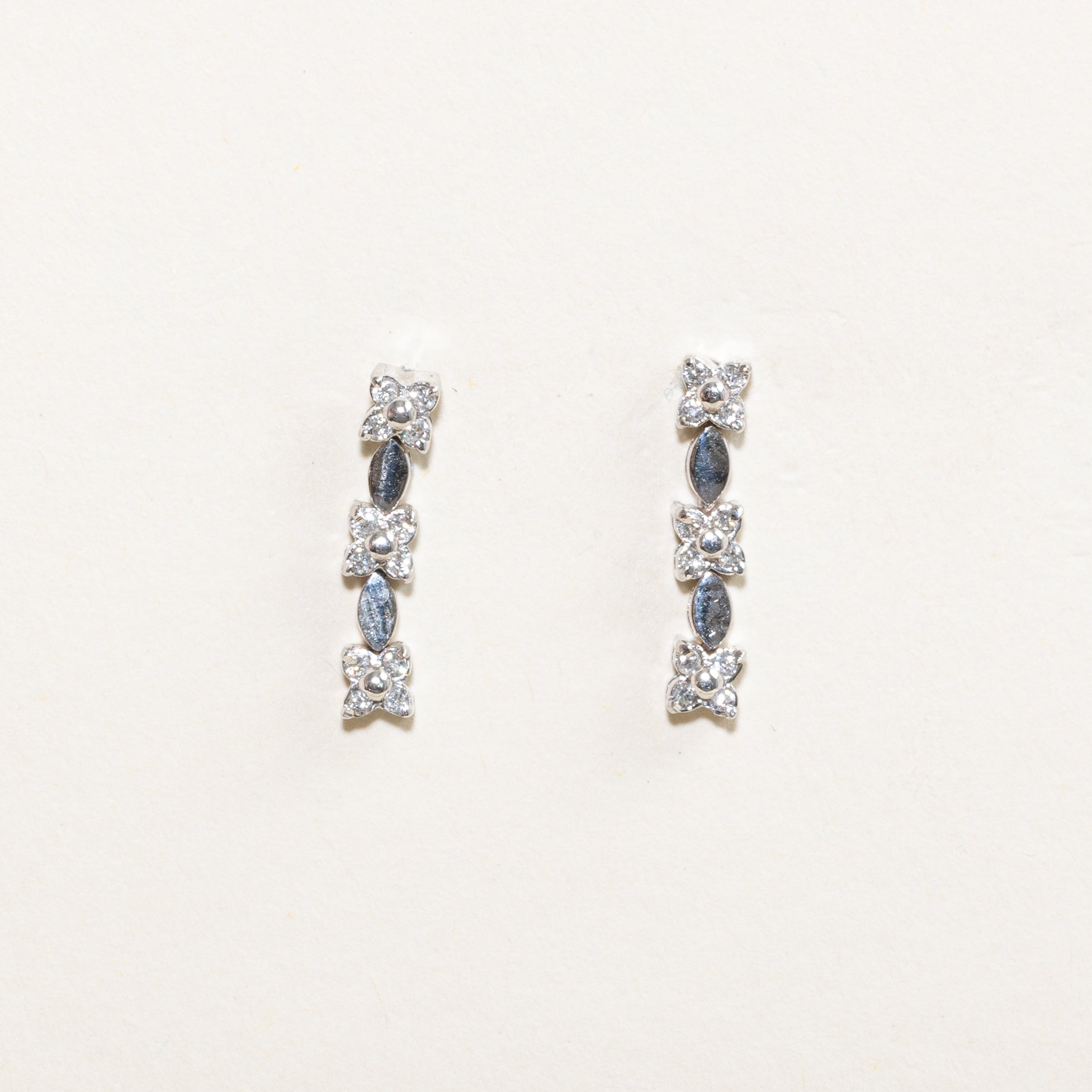Diamond Floral Drop Earrings