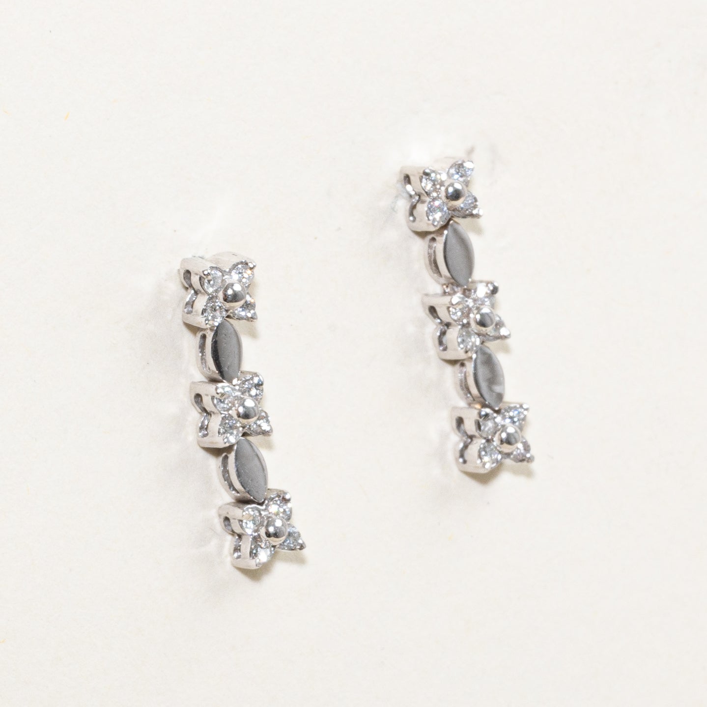 Diamond Floral Drop Earrings