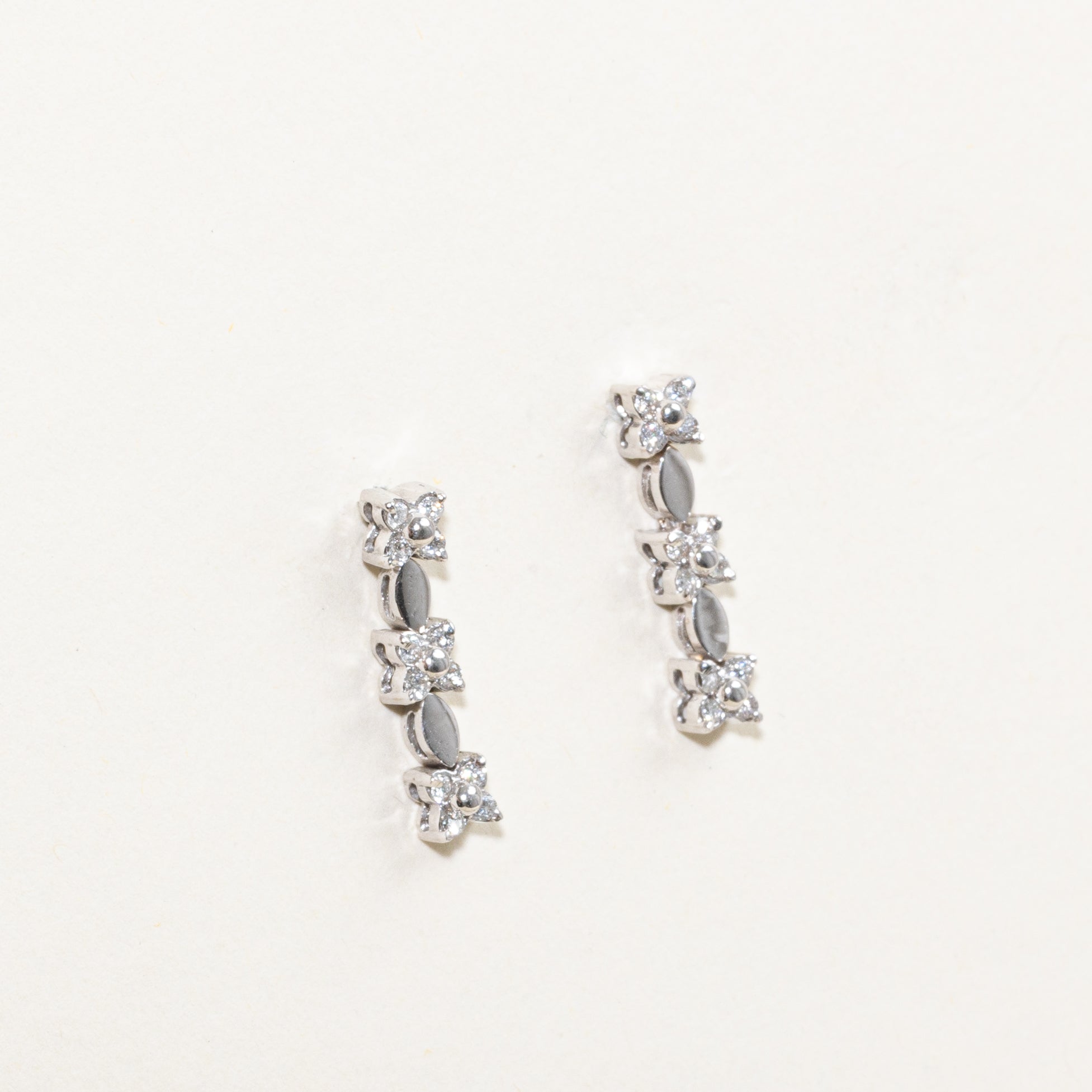 Diamond Floral Drop Earrings