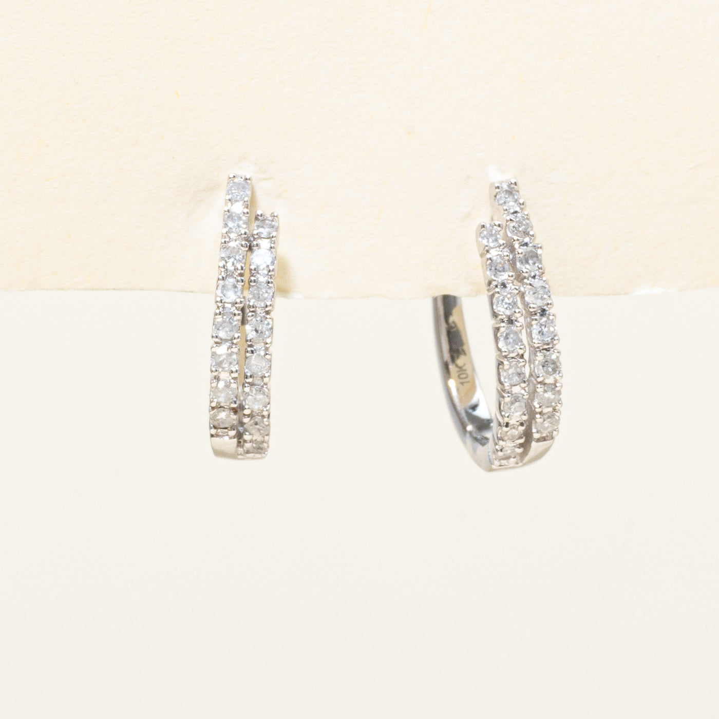 Double Row Diamond Hoop Earrings