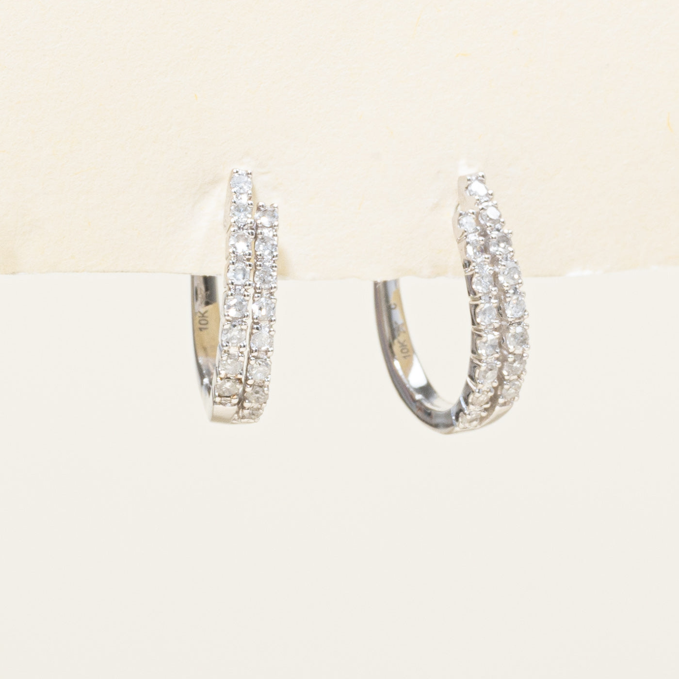 Double Row Diamond Hoop Earrings