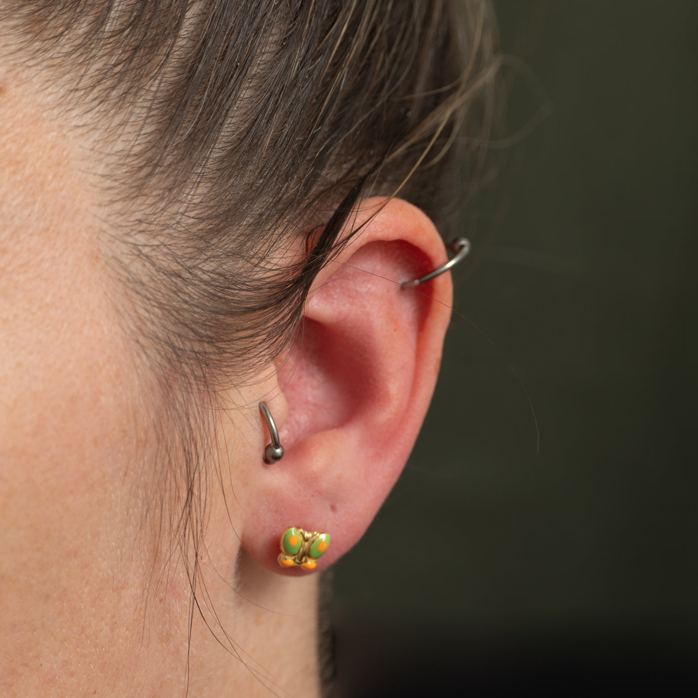 18k Yellow Gold Butterfly Stud Earrings