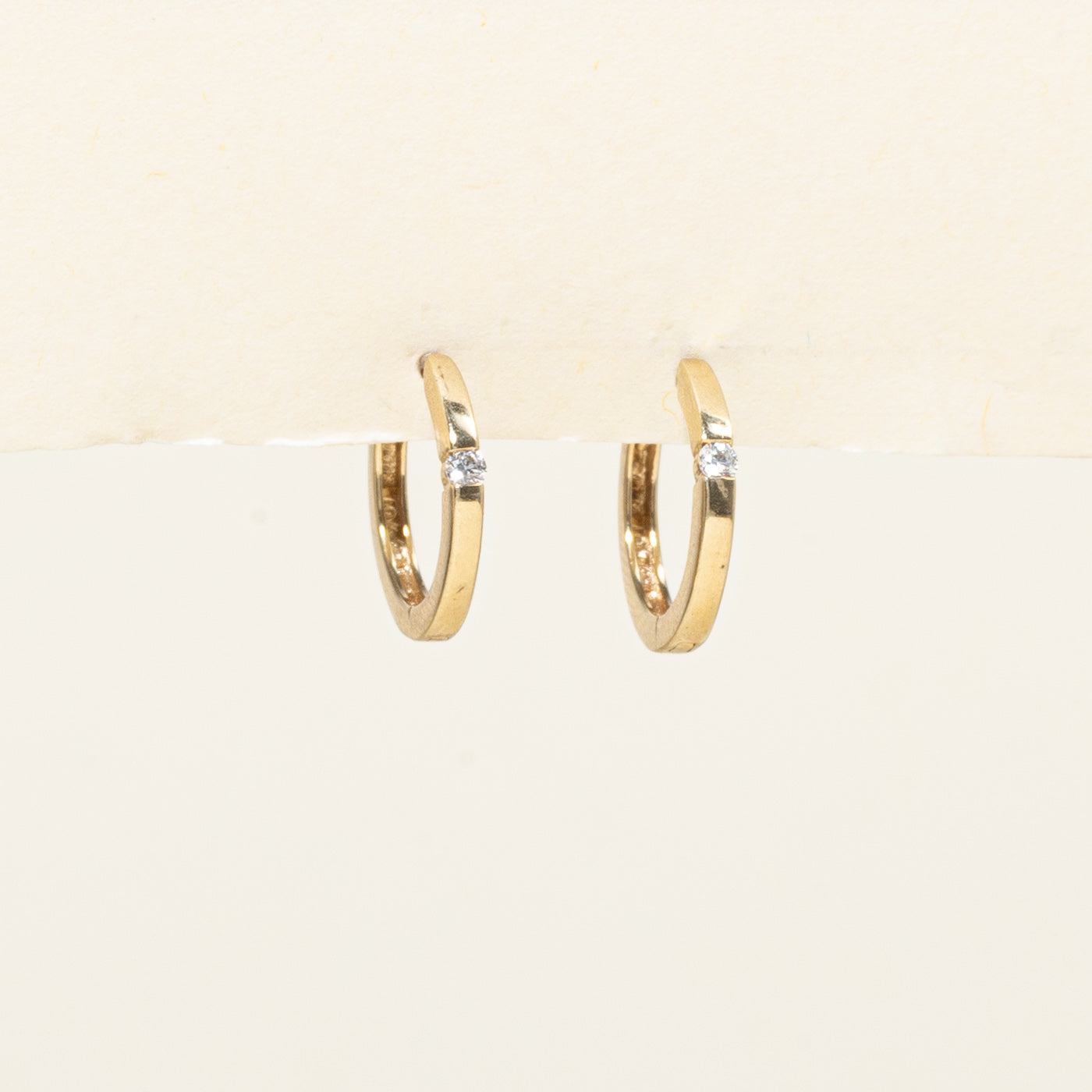 Single Diamond Huggie Earrings
