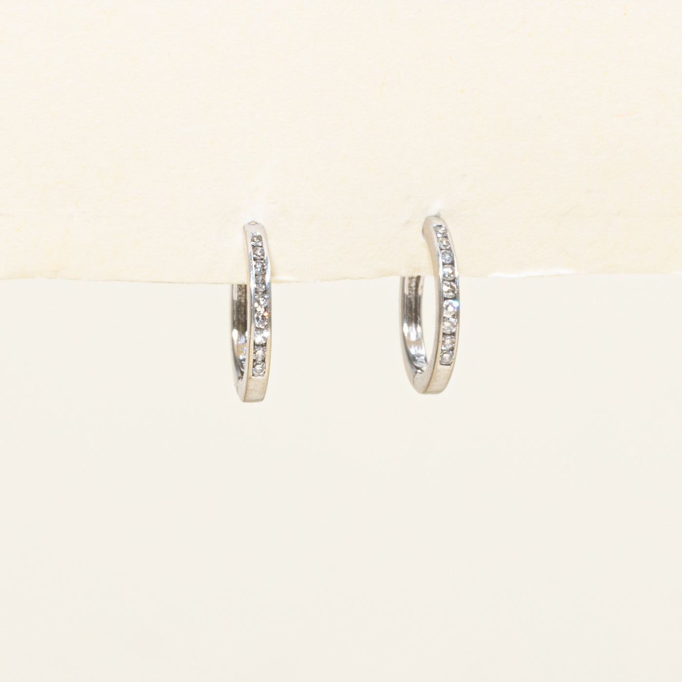 Channel Set Diamond Huggie Earrings