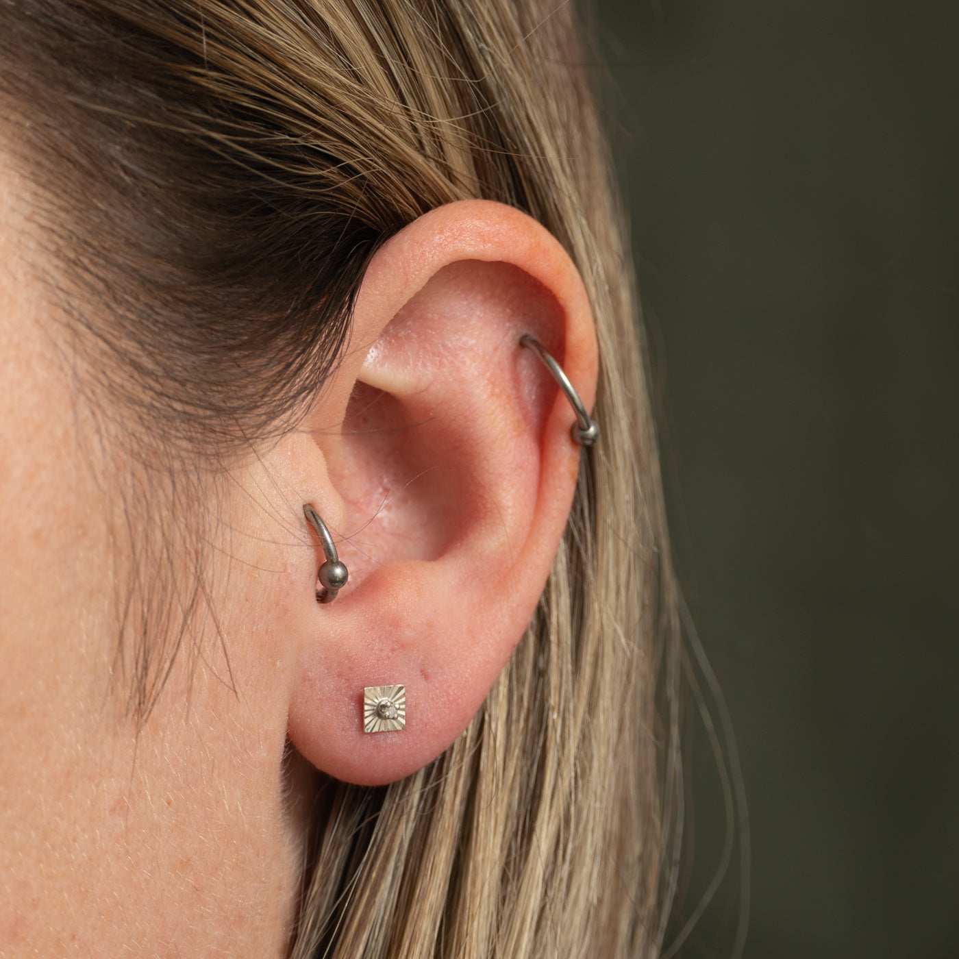 Diamond Textured Square Stud Earrings