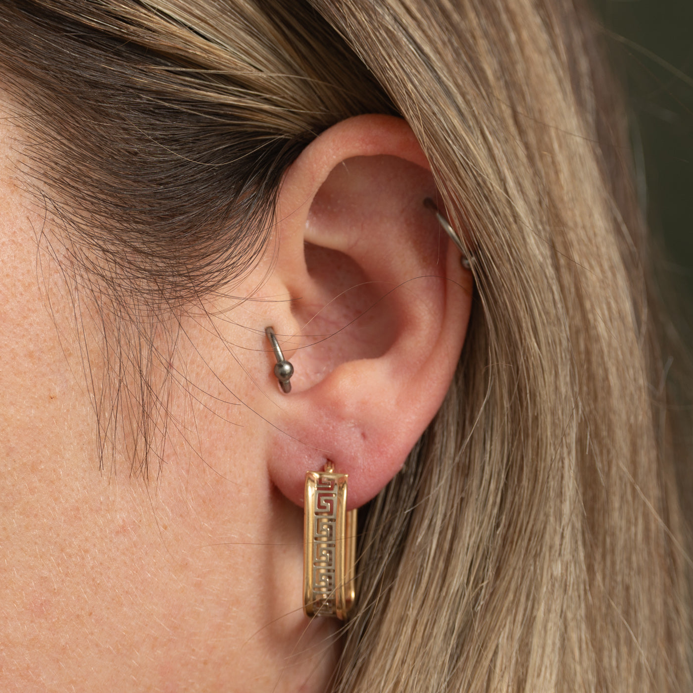 10k Yellow Gold Geometric Hoop Earrings