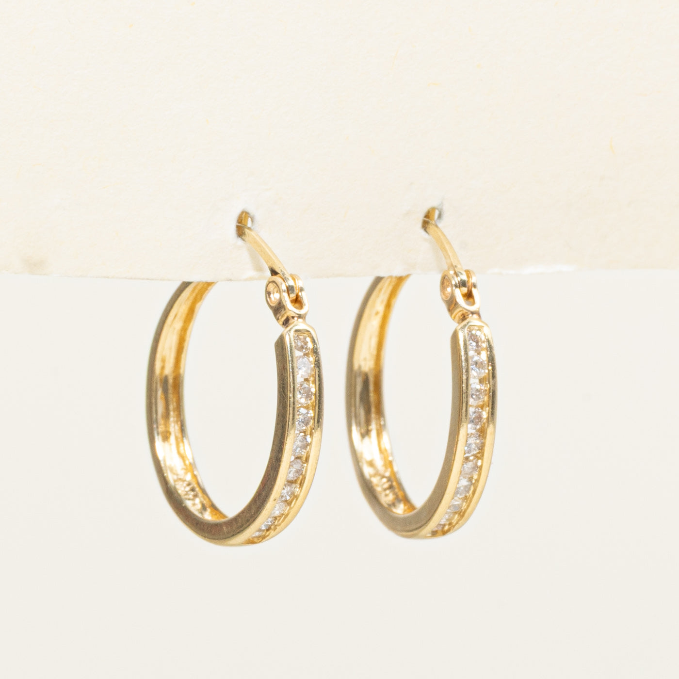 Yellow Gold Channel Set Diamond Hoop Earrings