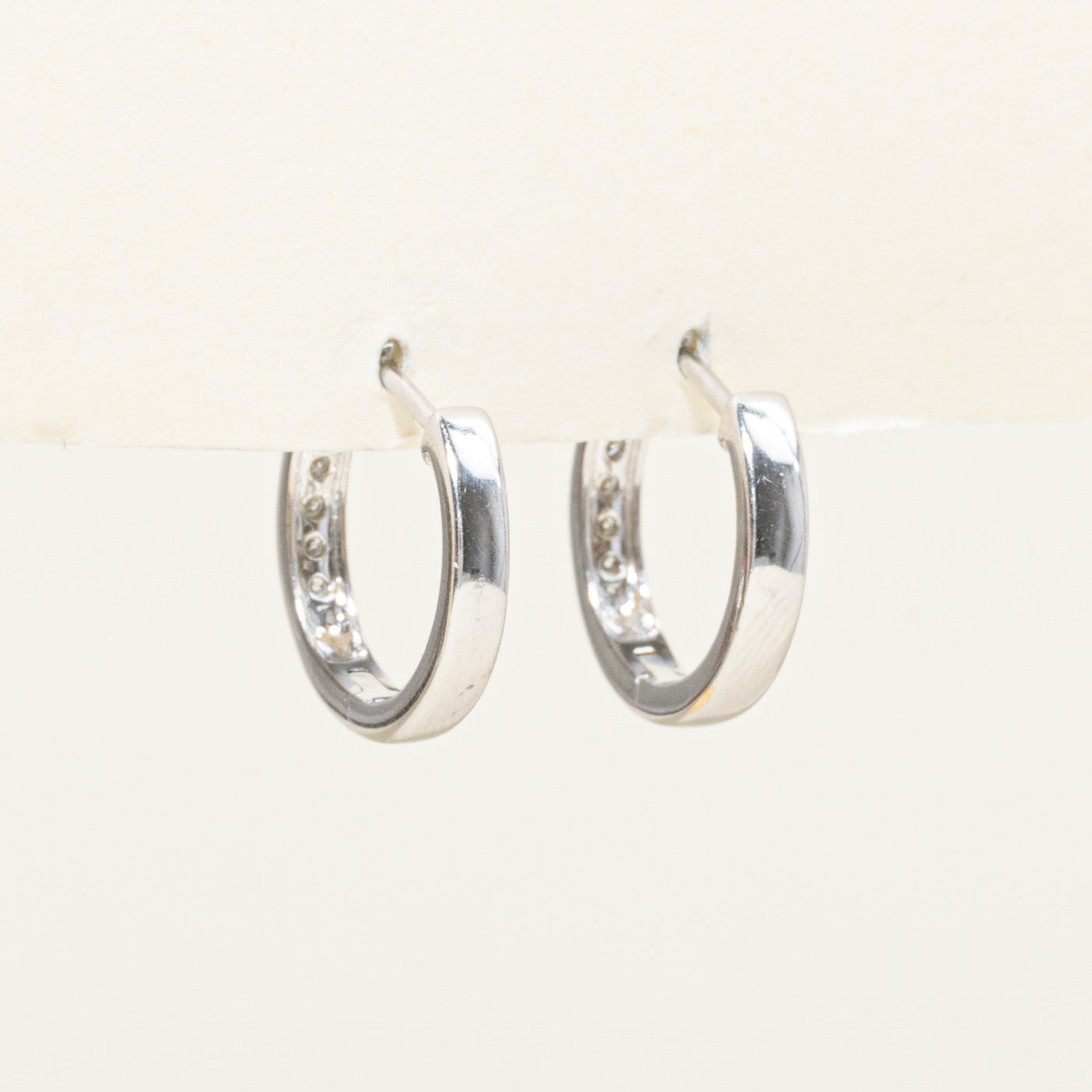 Channel Set Diamond Hoop Earrings