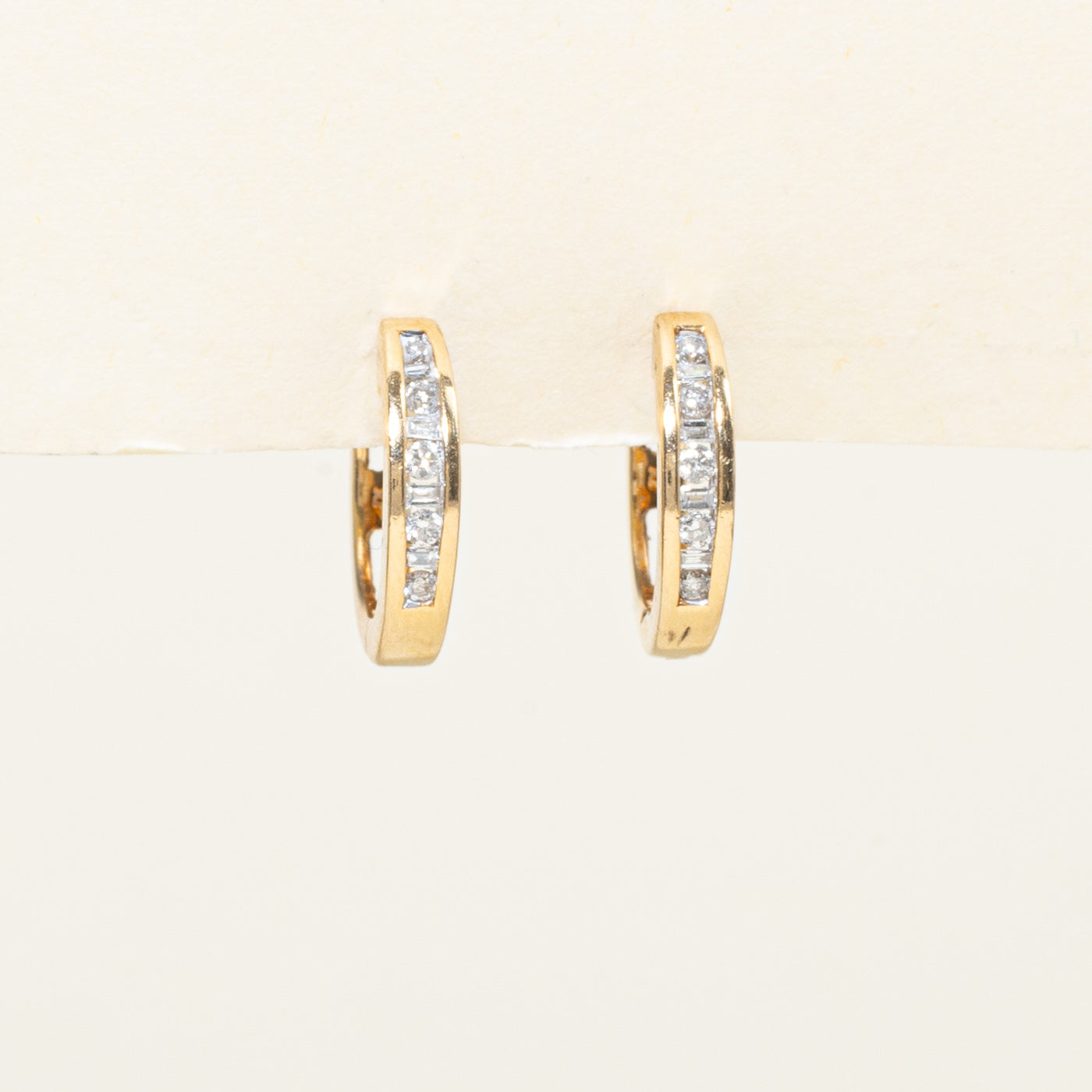 Channel Set Diamond Huggie Earrings