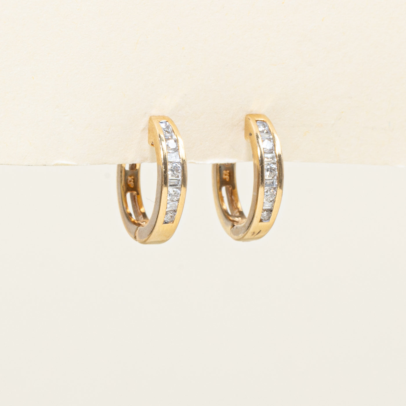 Channel Set Diamond Huggie Earrings