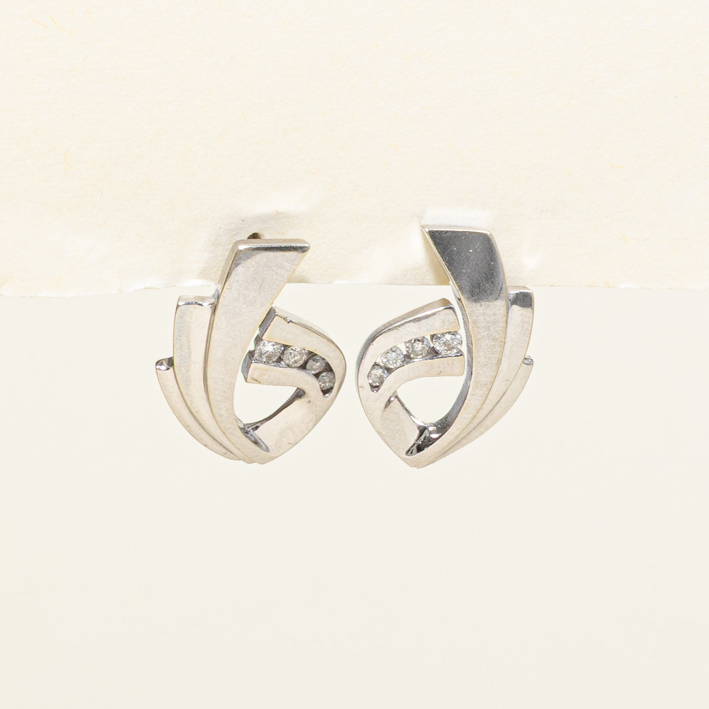 Channel Set Diamond Loop Stud Earrings