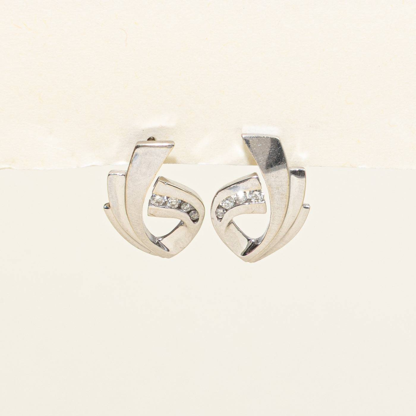 Channel Set Diamond Loop Stud Earrings