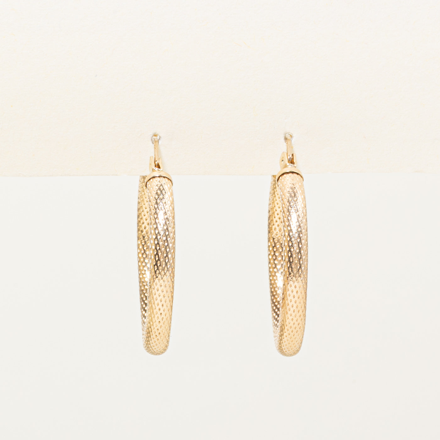 10k Yellow Gold Textured Hoop Earrings