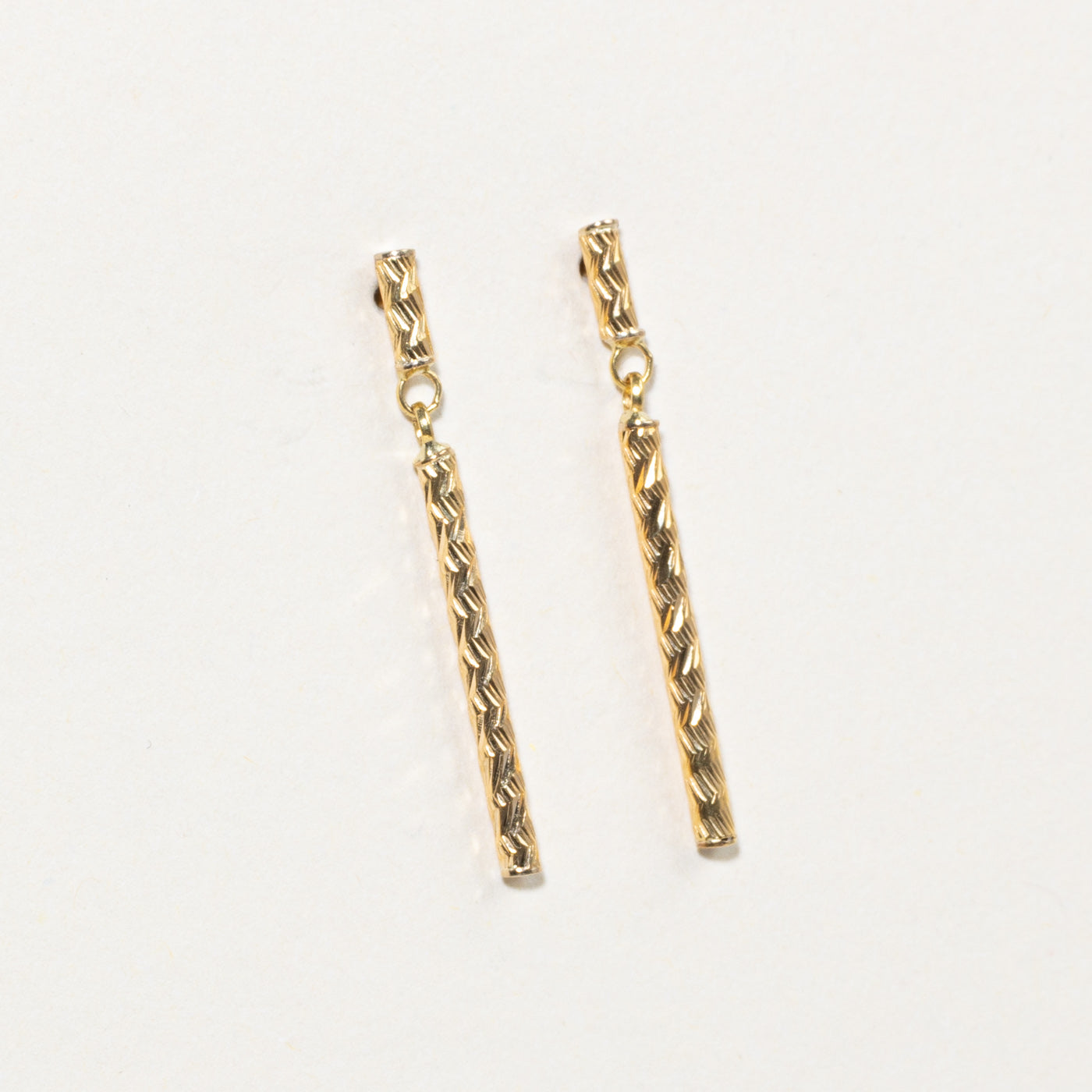 18k Yellow Gold Textured Drop Earrings
