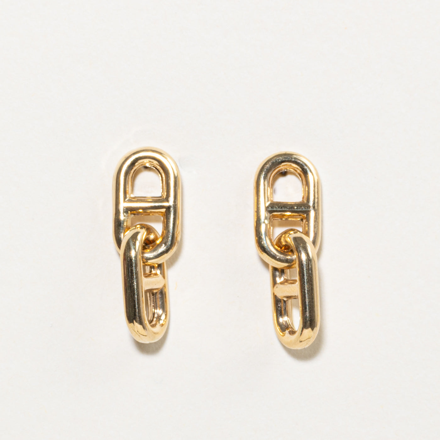 18k Anchor Chain Link Drop Earrings