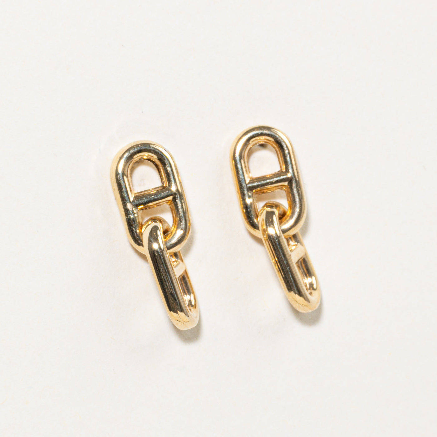 18k Anchor Chain Link Drop Earrings