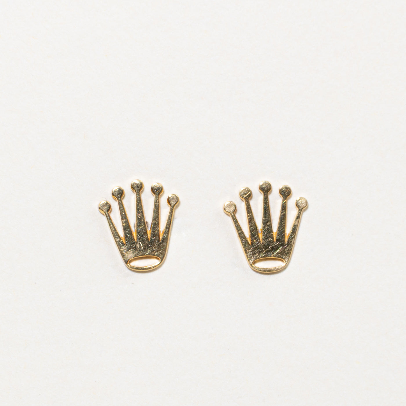 18k Yellow Gold Crown Stud Earrings