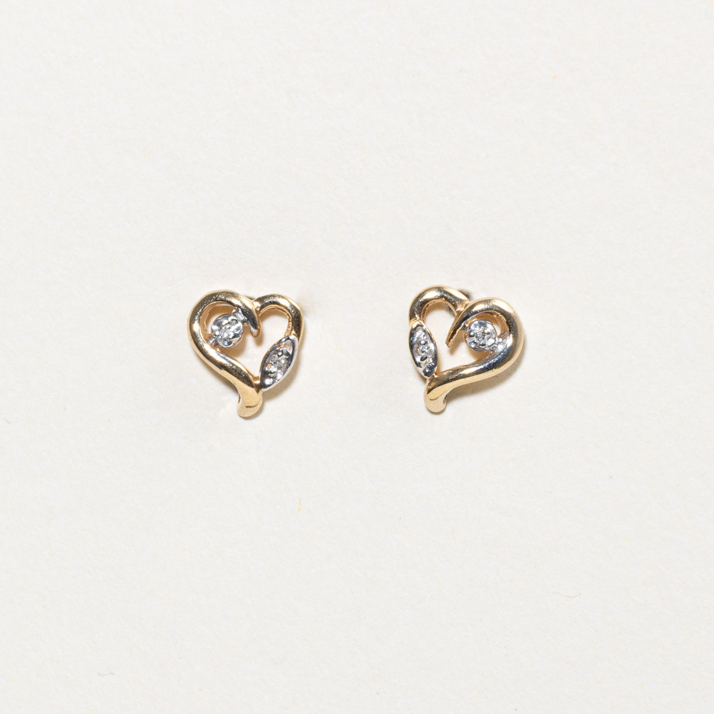 Diamond Open Heart Stud Earrings