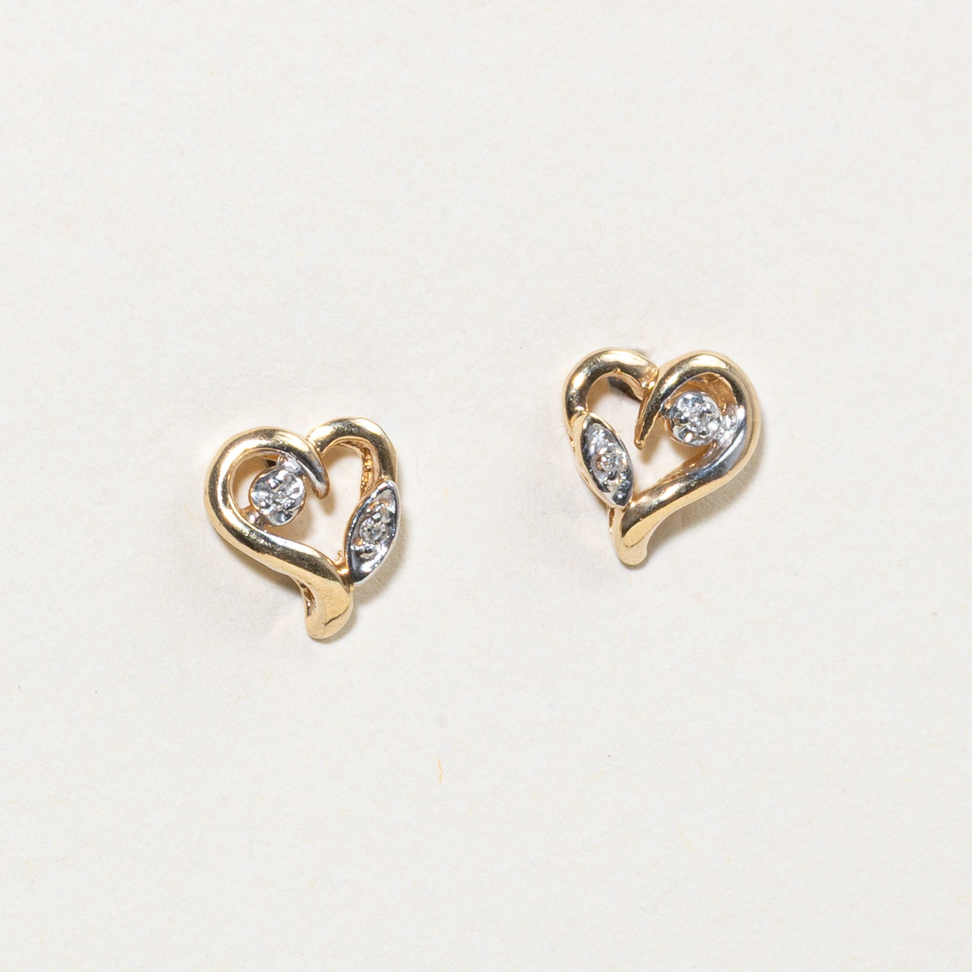 Diamond Open Heart Stud Earrings