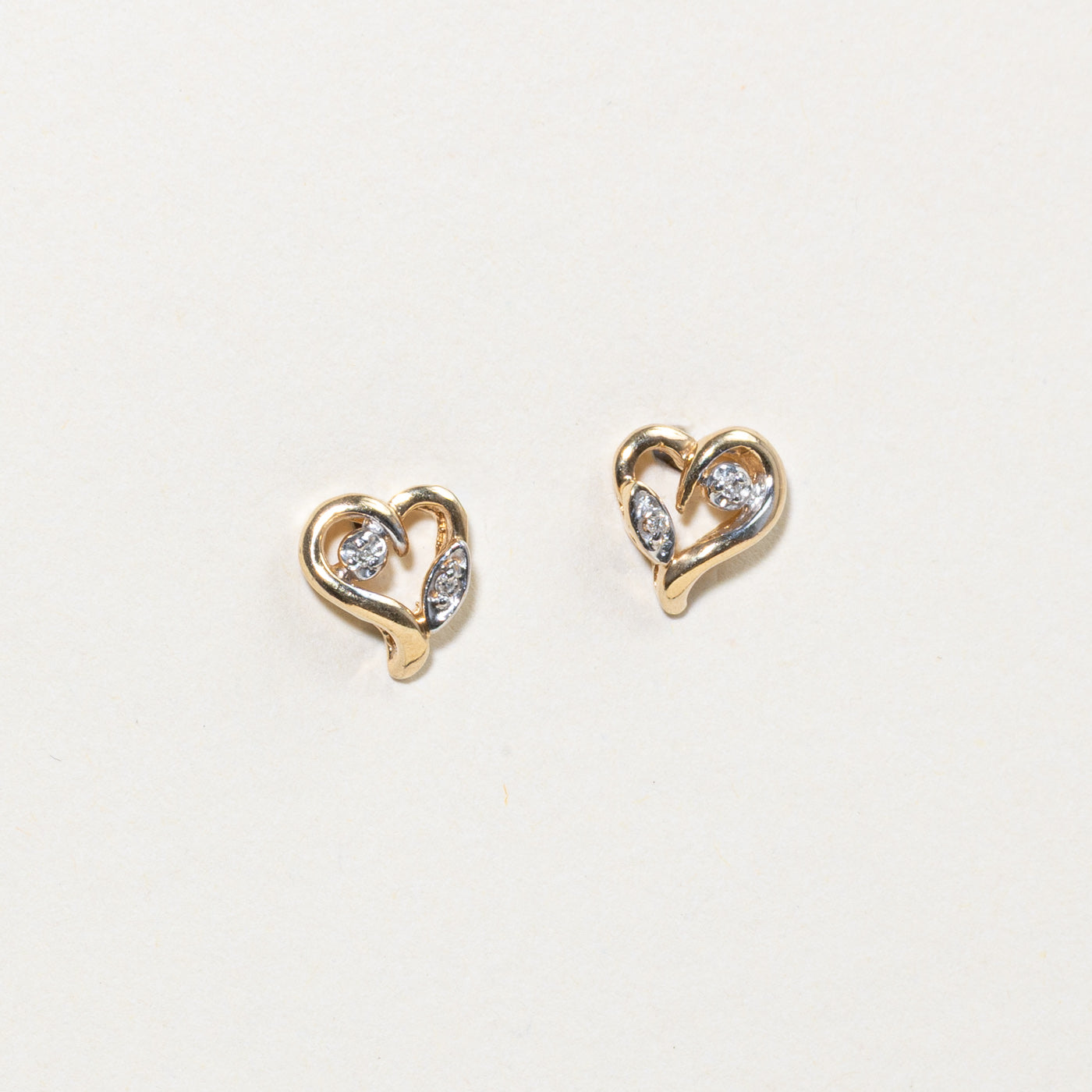 Diamond Open Heart Stud Earrings