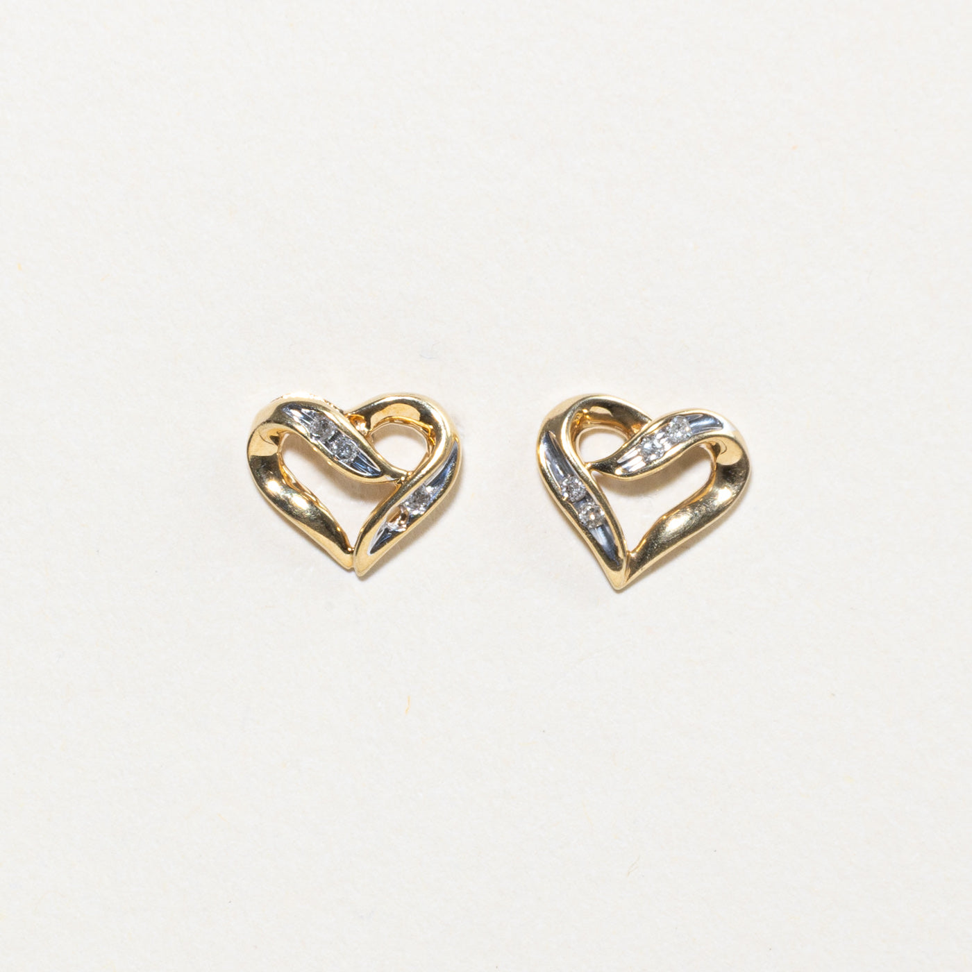Diamond Heart Stud Earrings