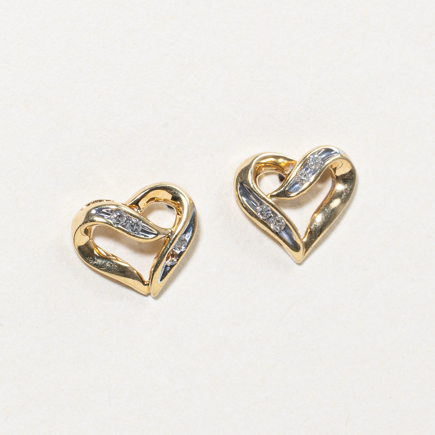 Diamond Heart Stud Earrings