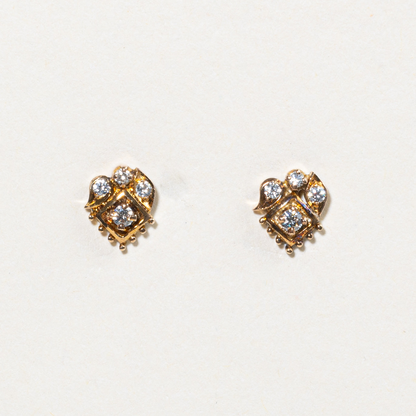 Diamond Textured Cluster Stud Earrings