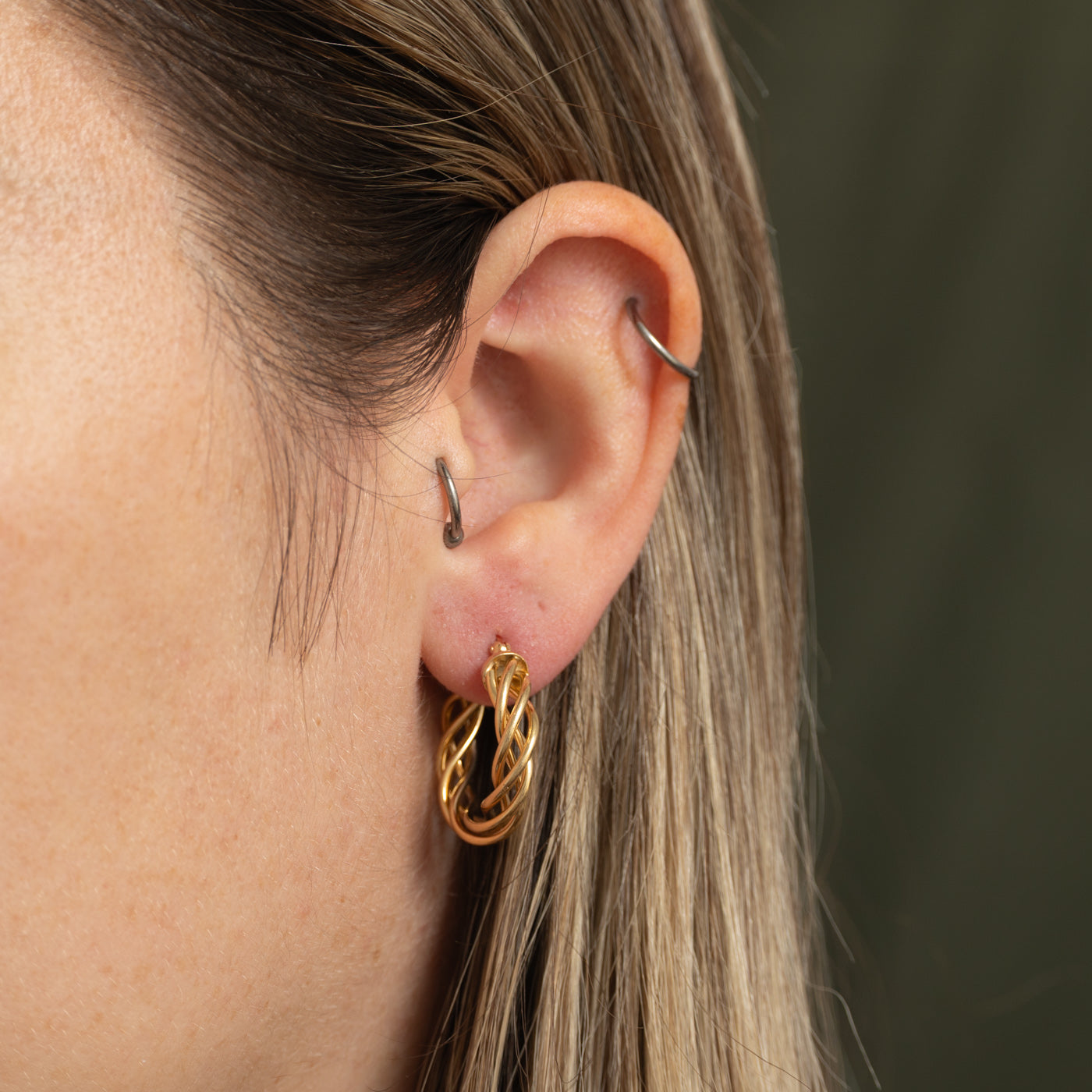 14k Yellow Gold Twisted Hoop Earrings