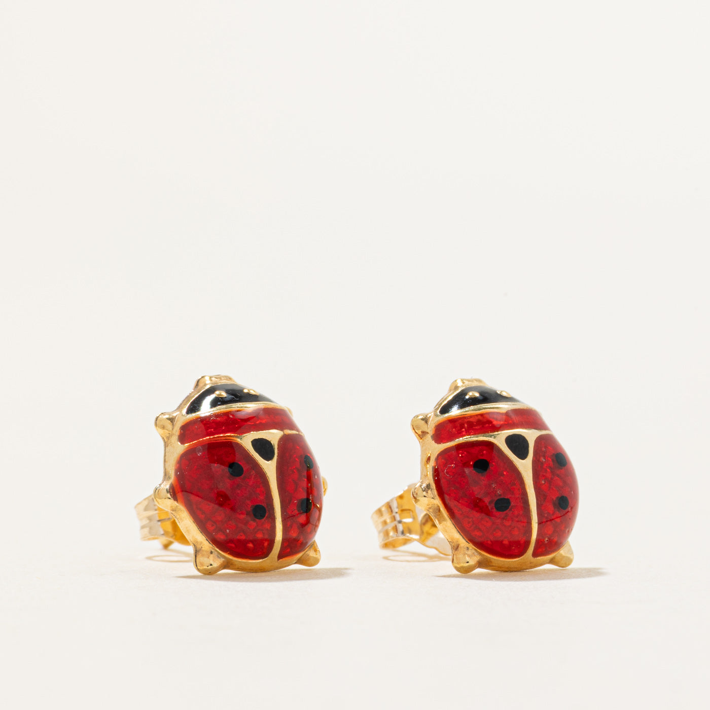 Italian 10k Yellow Gold Ladybug Studs
