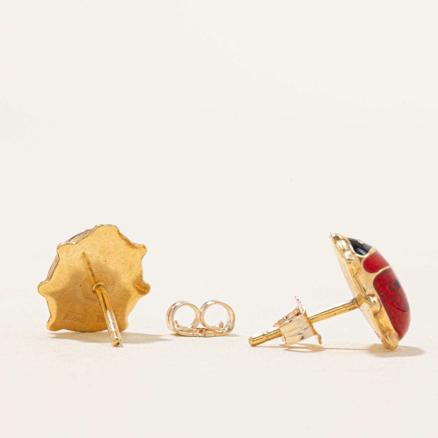 Italian 10k Yellow Gold Ladybug Studs