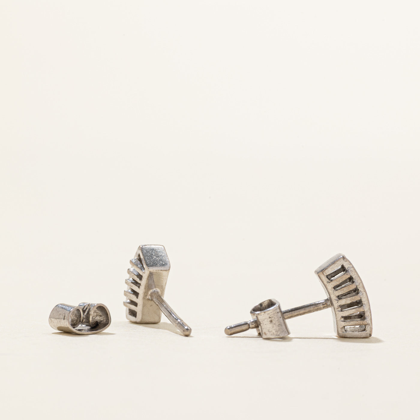 Sterling Silver Diamond Column Stud Earrings