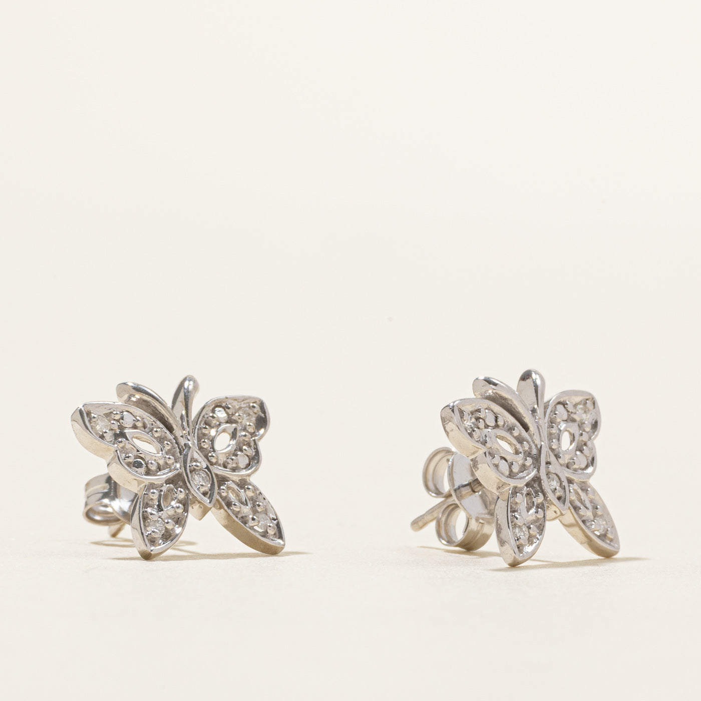 Diamond Butterfly Stud Earrings