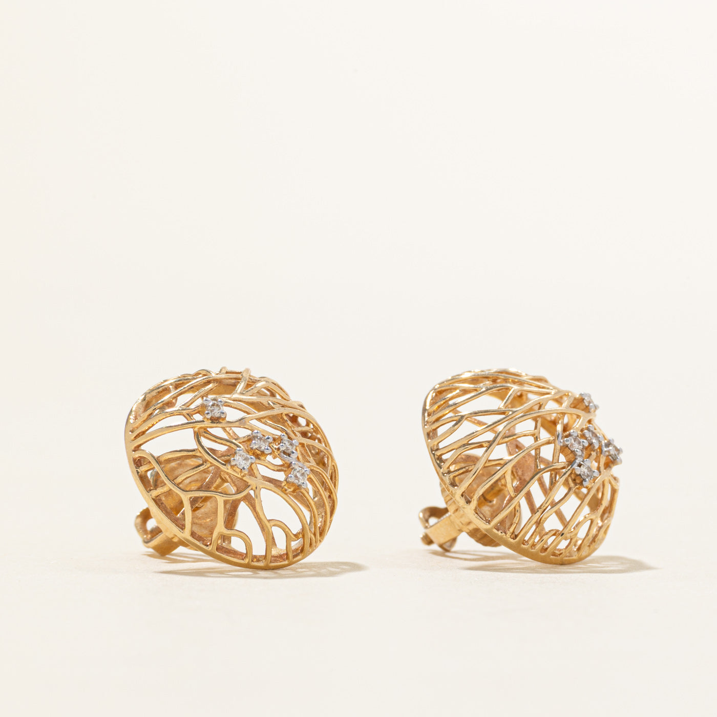 Diamond Openwork Stud Earrings