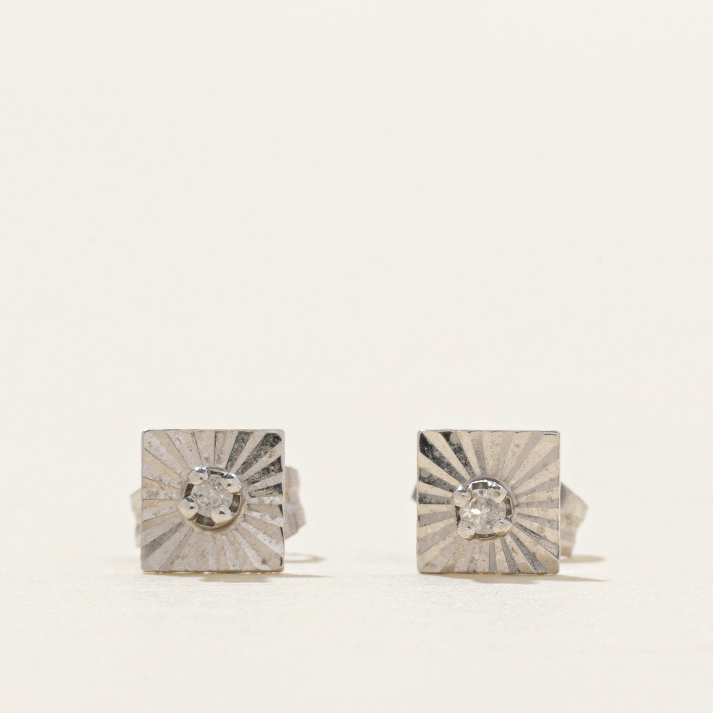 Diamond Textured Square Stud Earrings