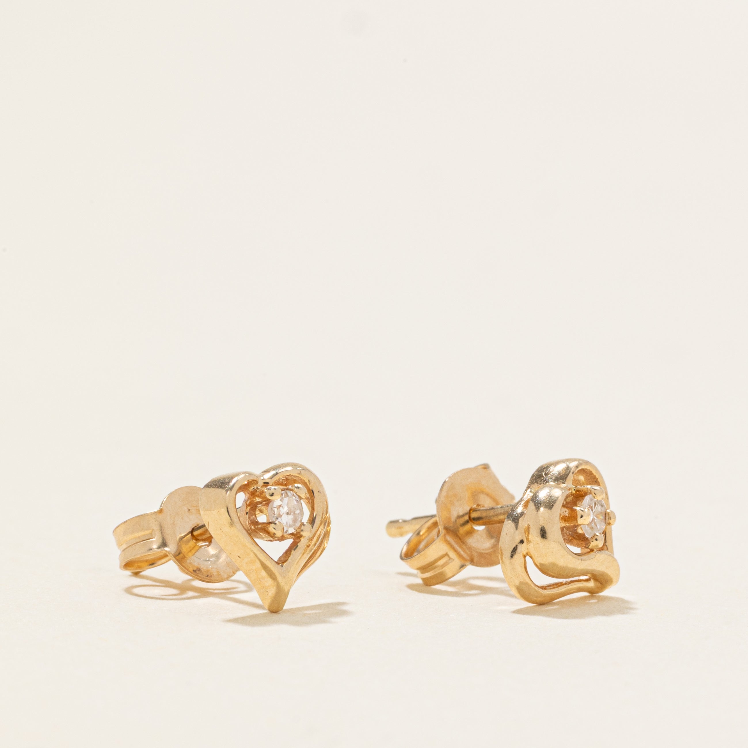 Diamond Heart Stud Earrings