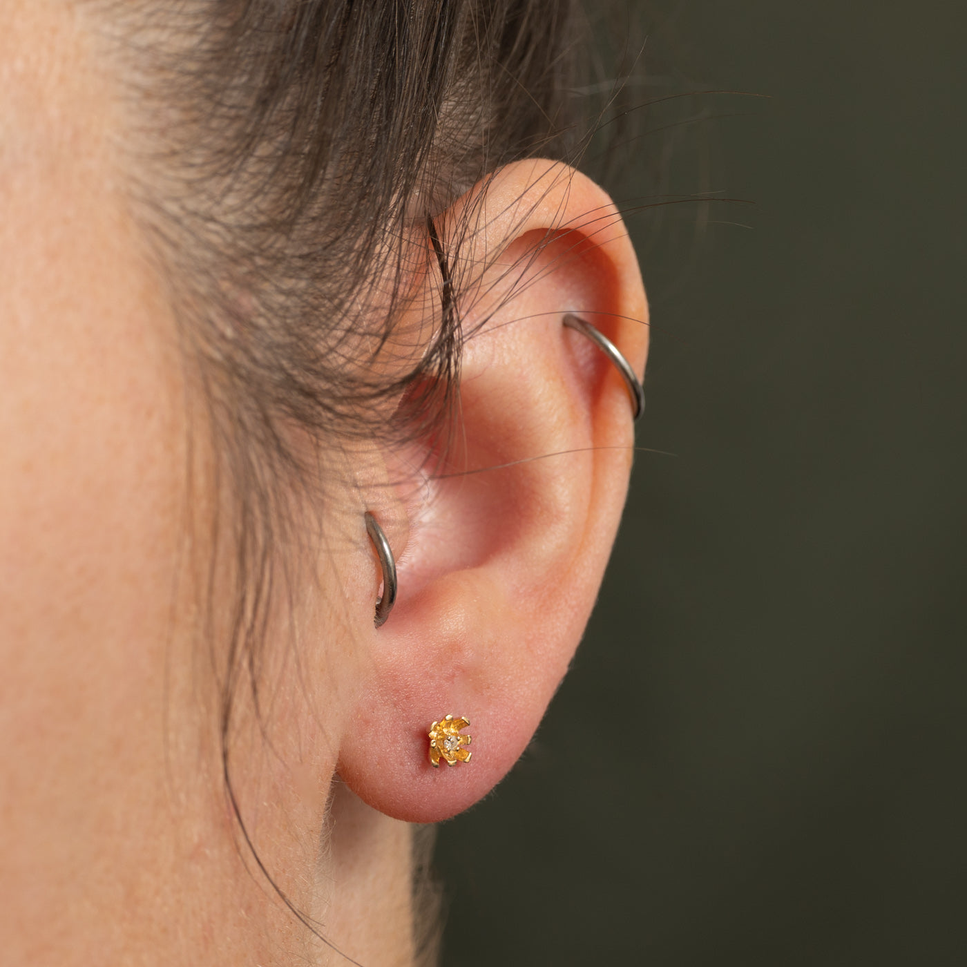 Diamond Flower Stud Earrings