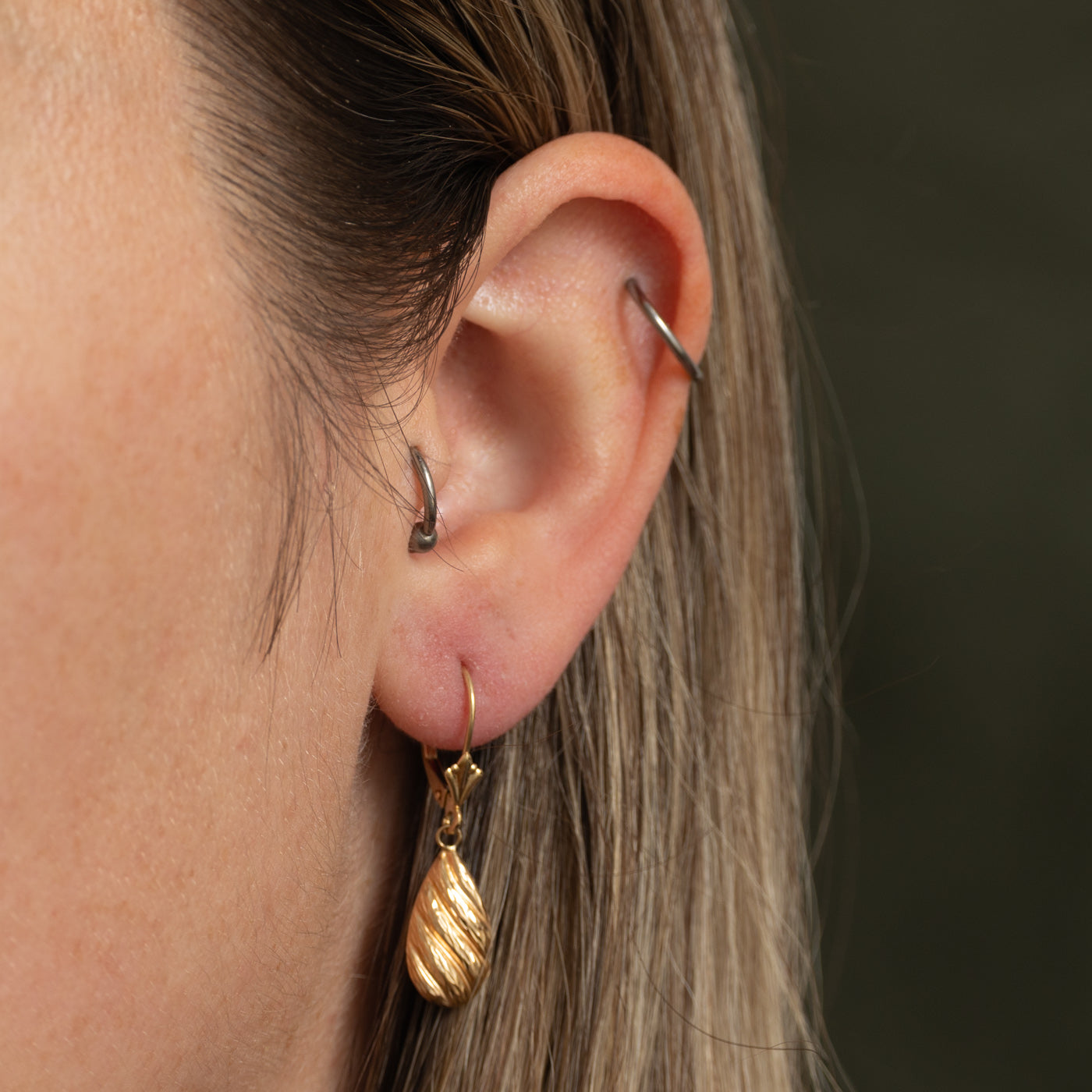 14k Yellow Gold Croissant Drop Earrings