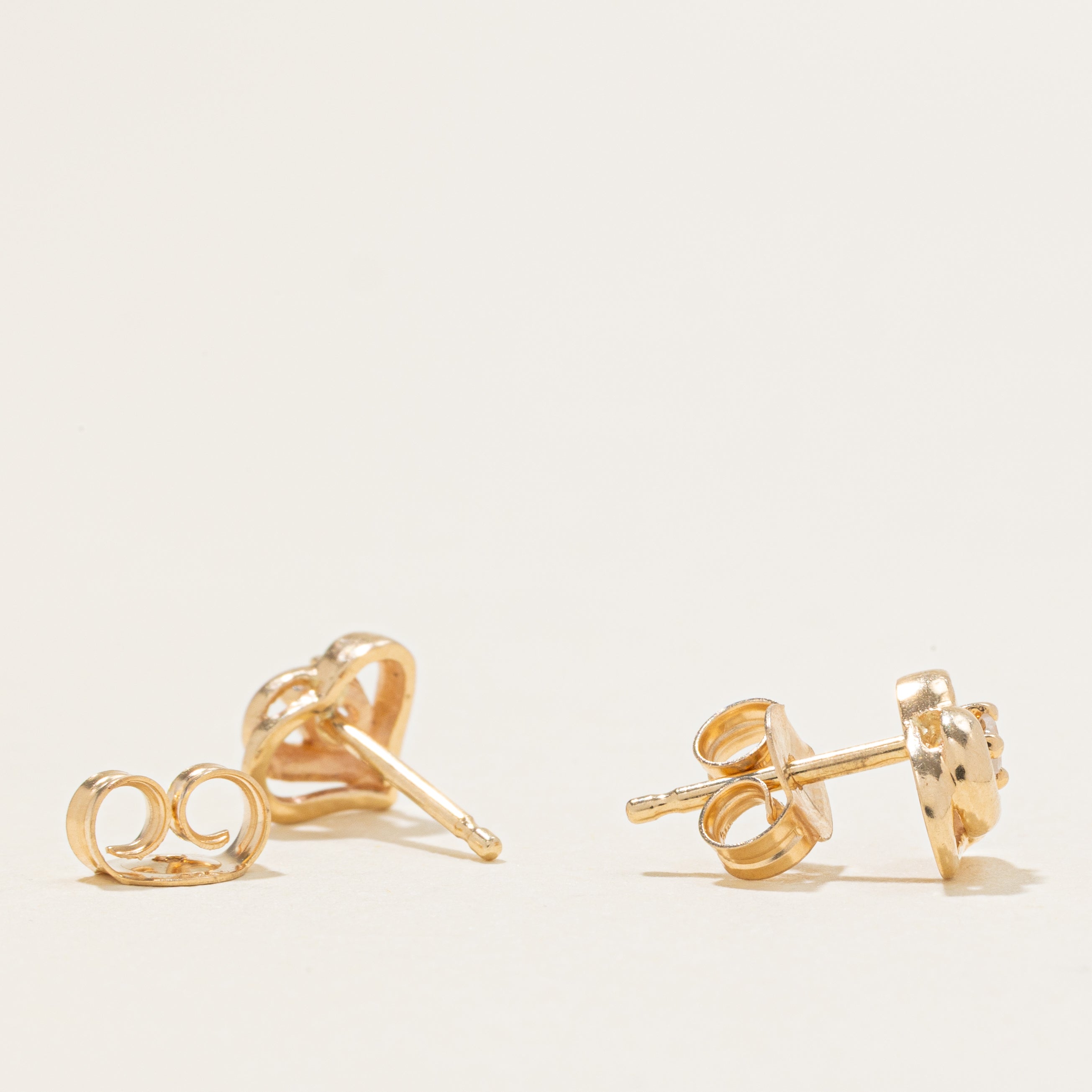 Diamond Heart Stud Earrings