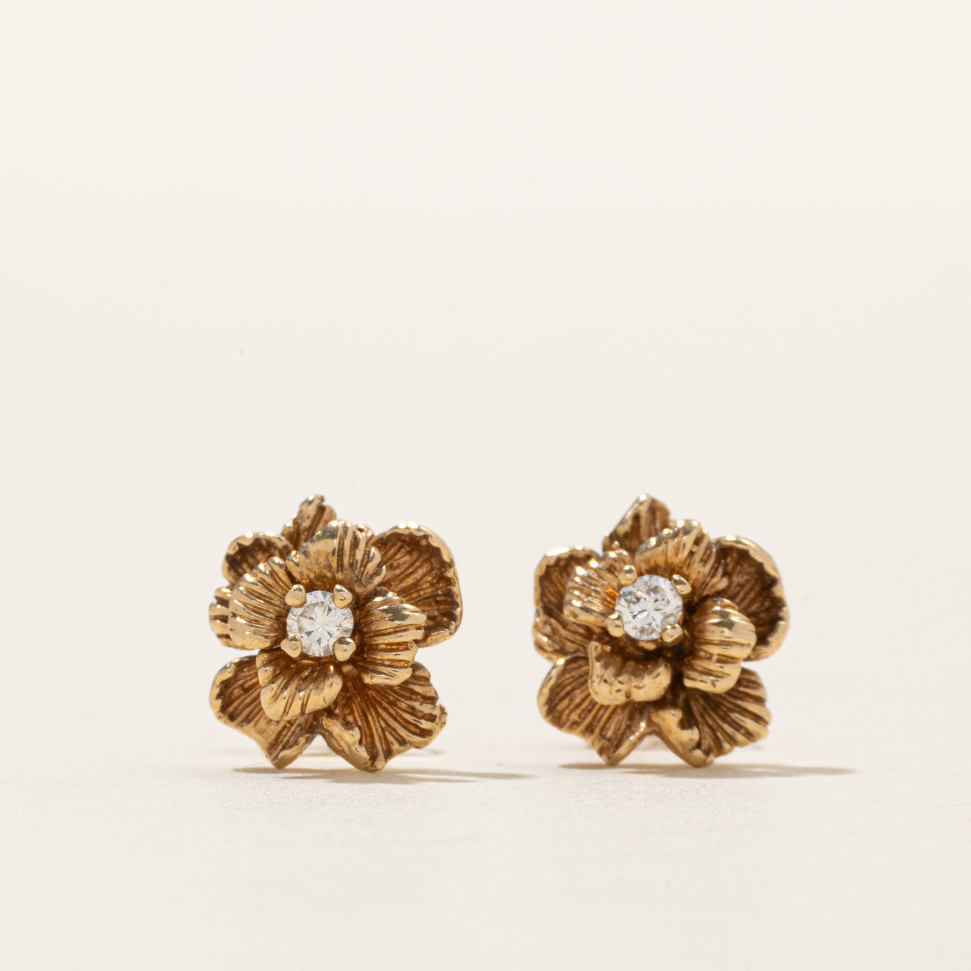 Diamond Flower Stud Earrings