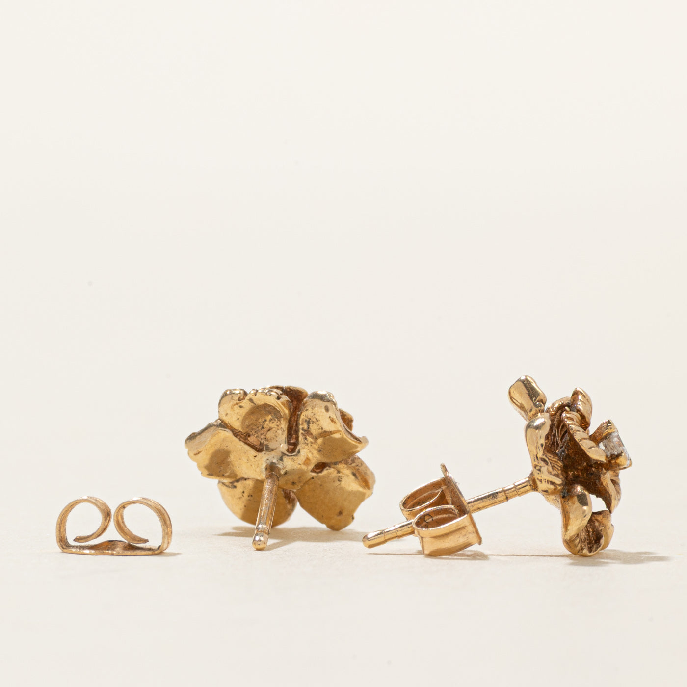 Diamond Flower Stud Earrings