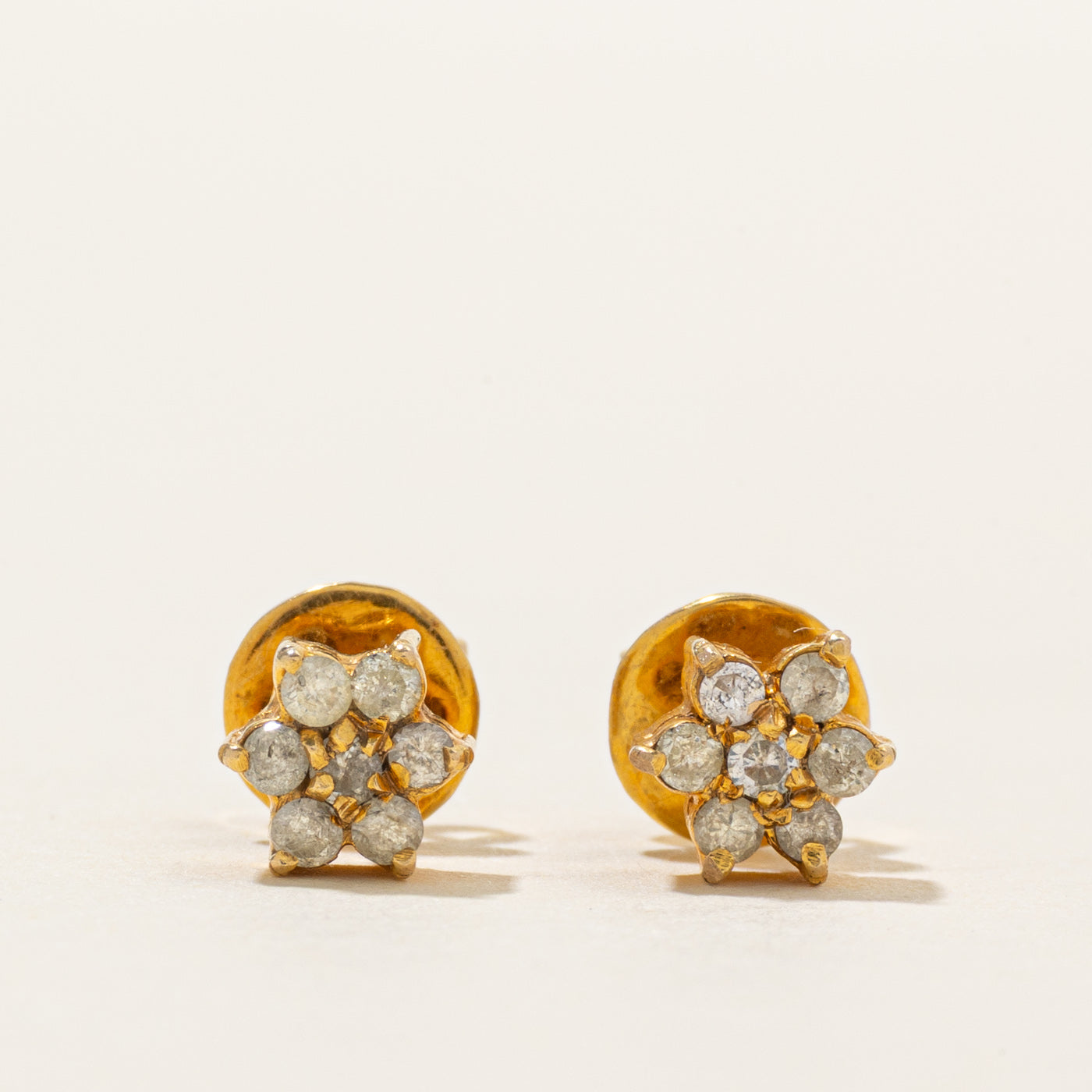 Diamond Petal Cluster Stud Earrings