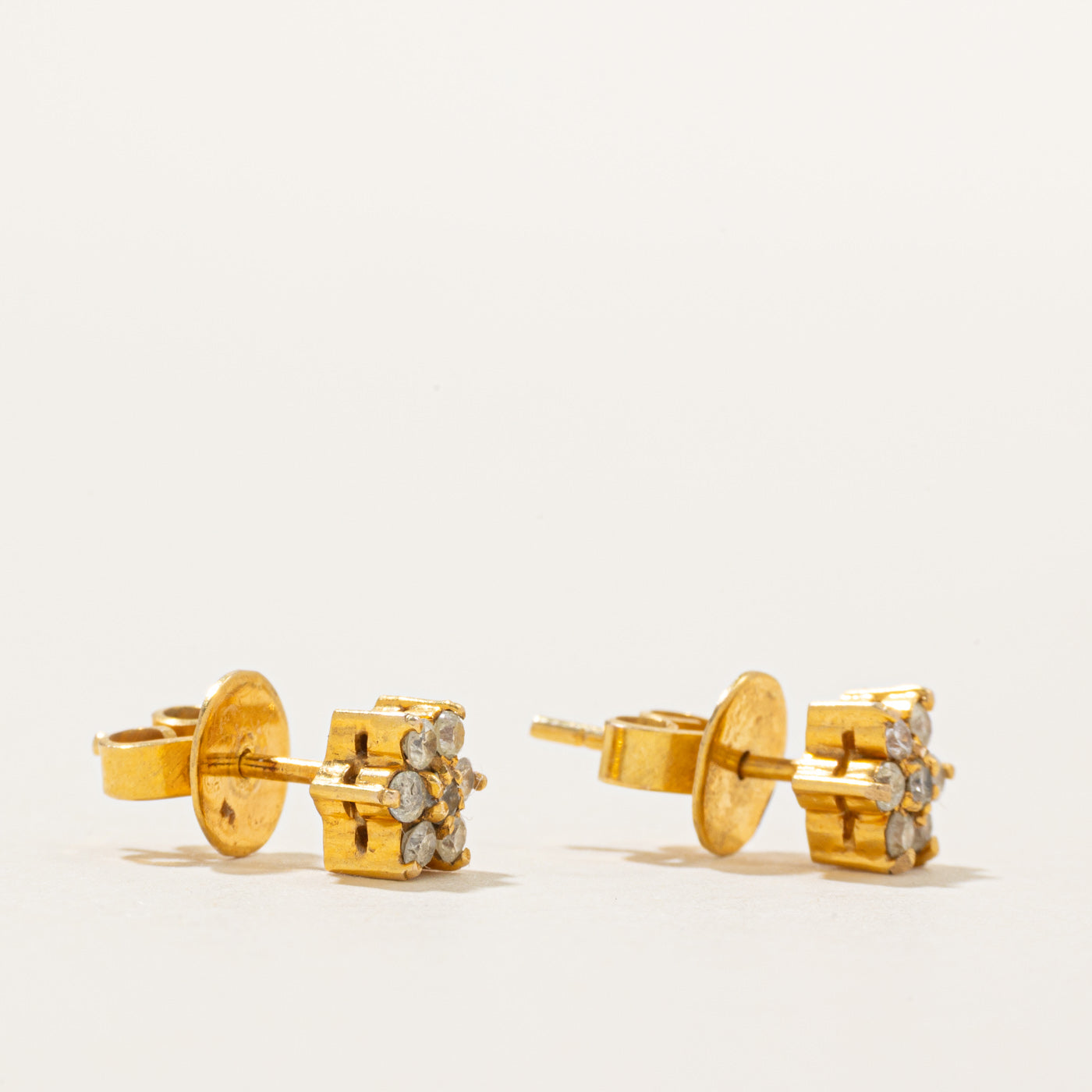 Diamond Petal Cluster Stud Earrings