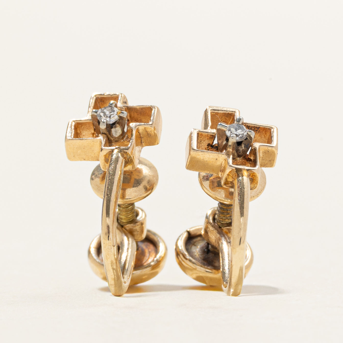 Diamond Geometric Clip On Earrings