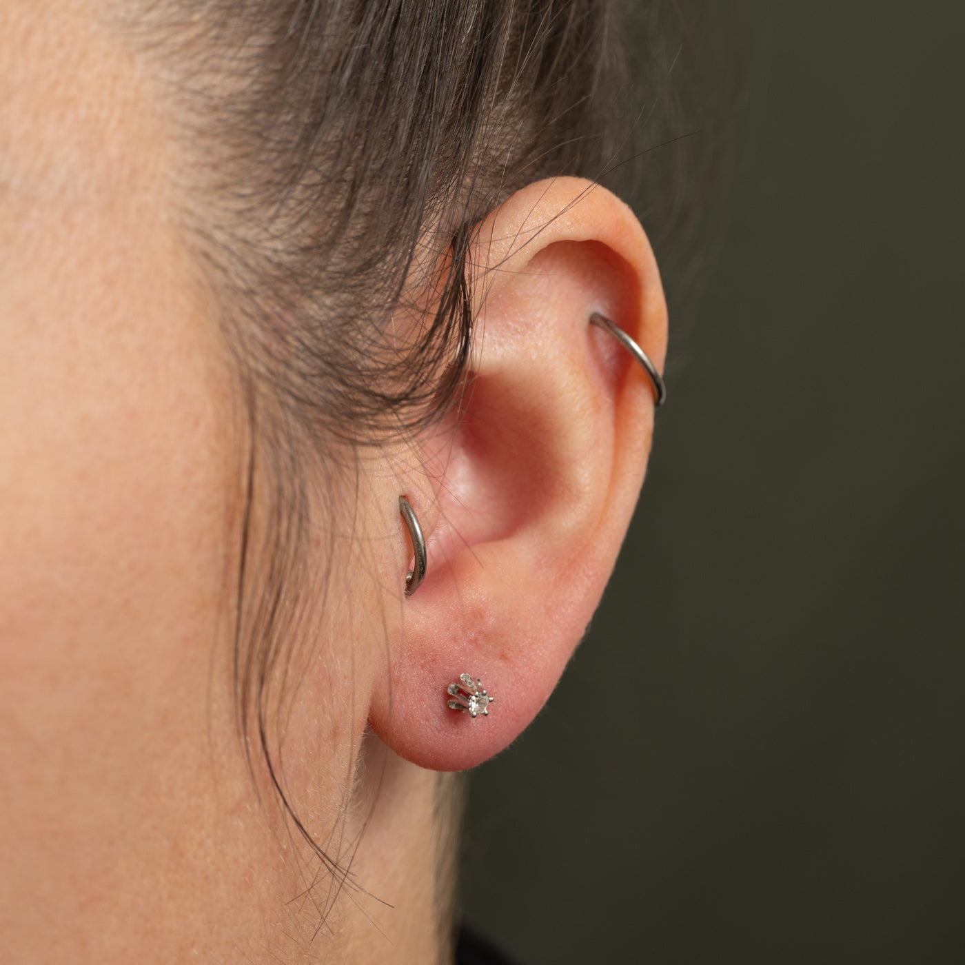 Belcher Set Diamond Stud Earrings