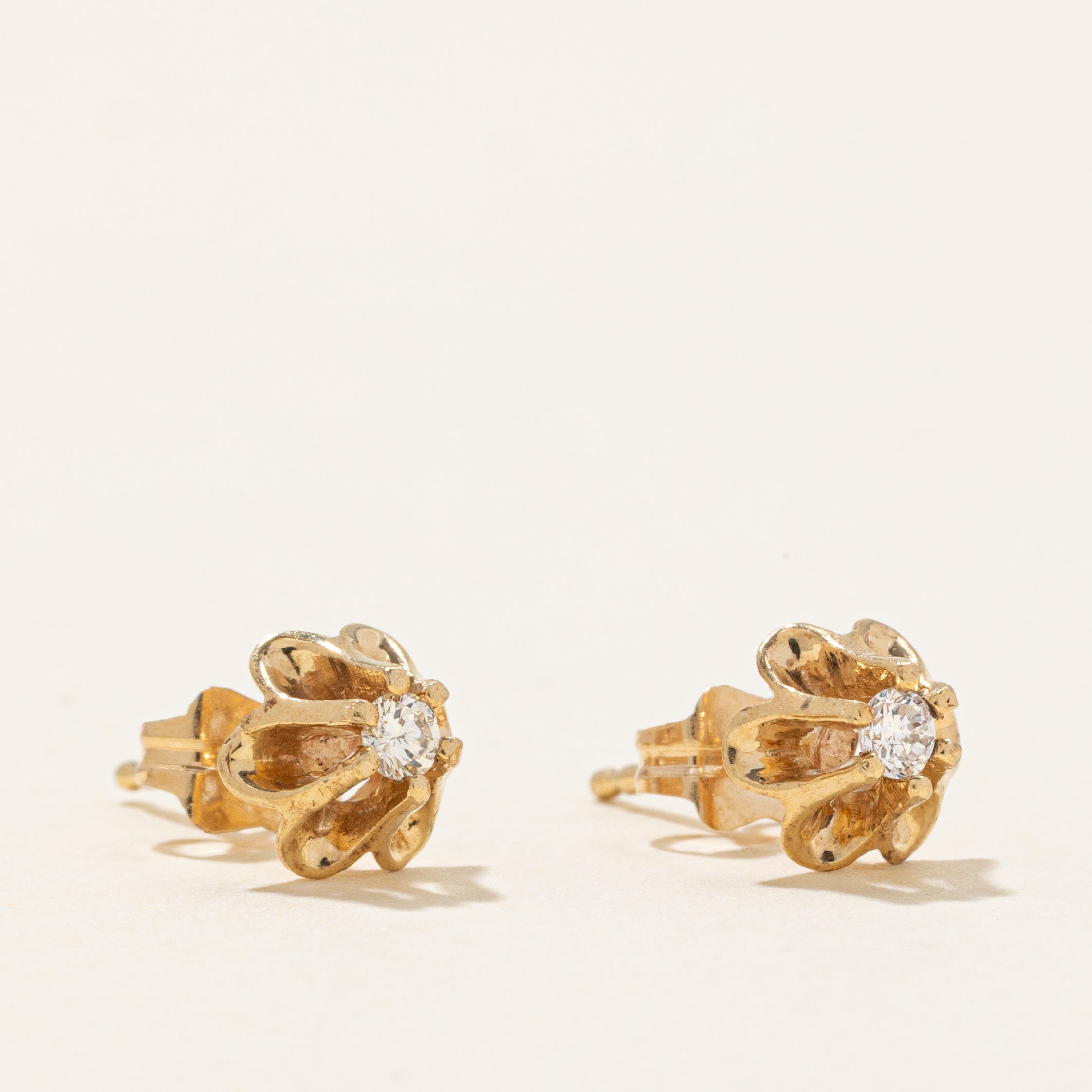 Belcher Set Diamond Stud Earrings