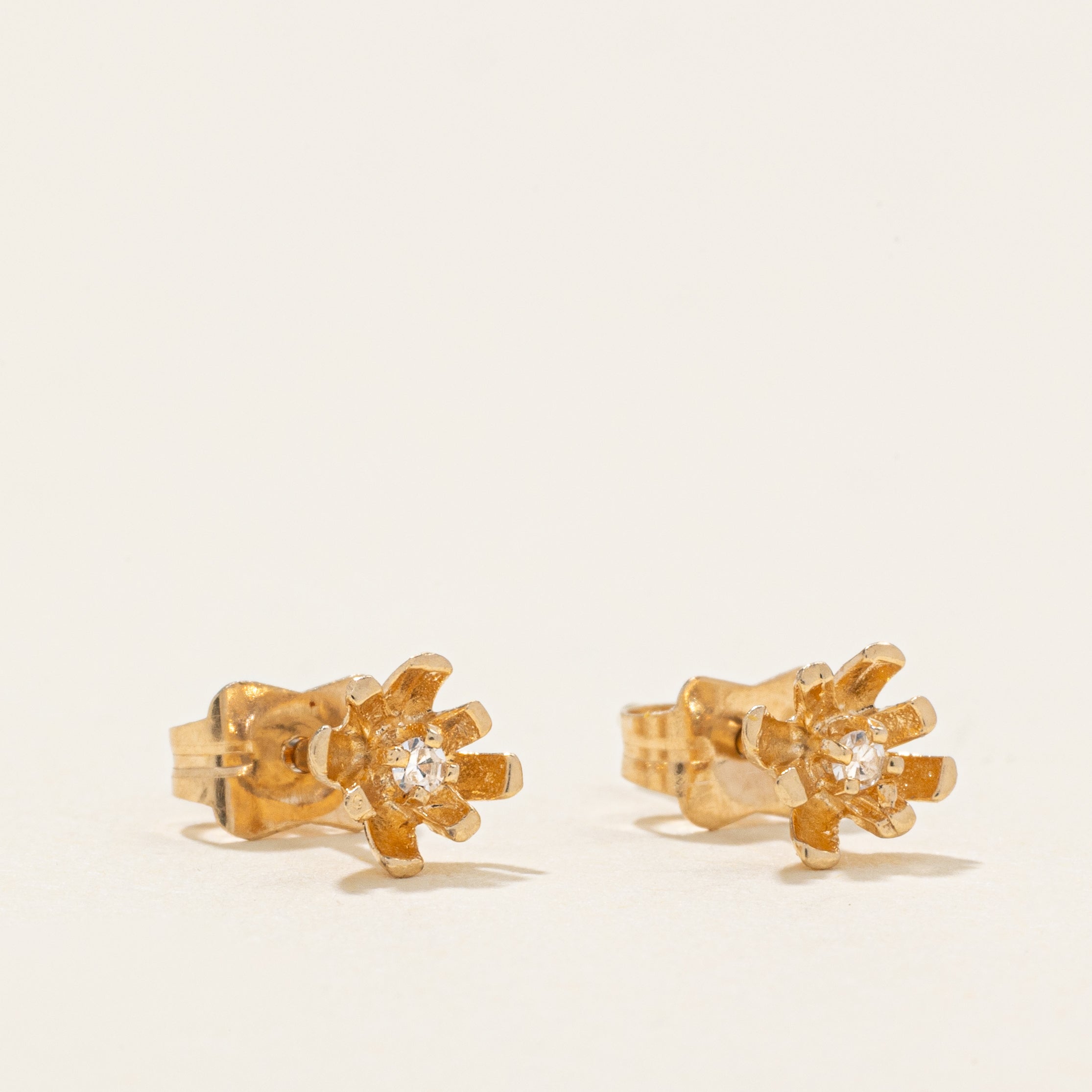 Diamond Flower Stud Earrings