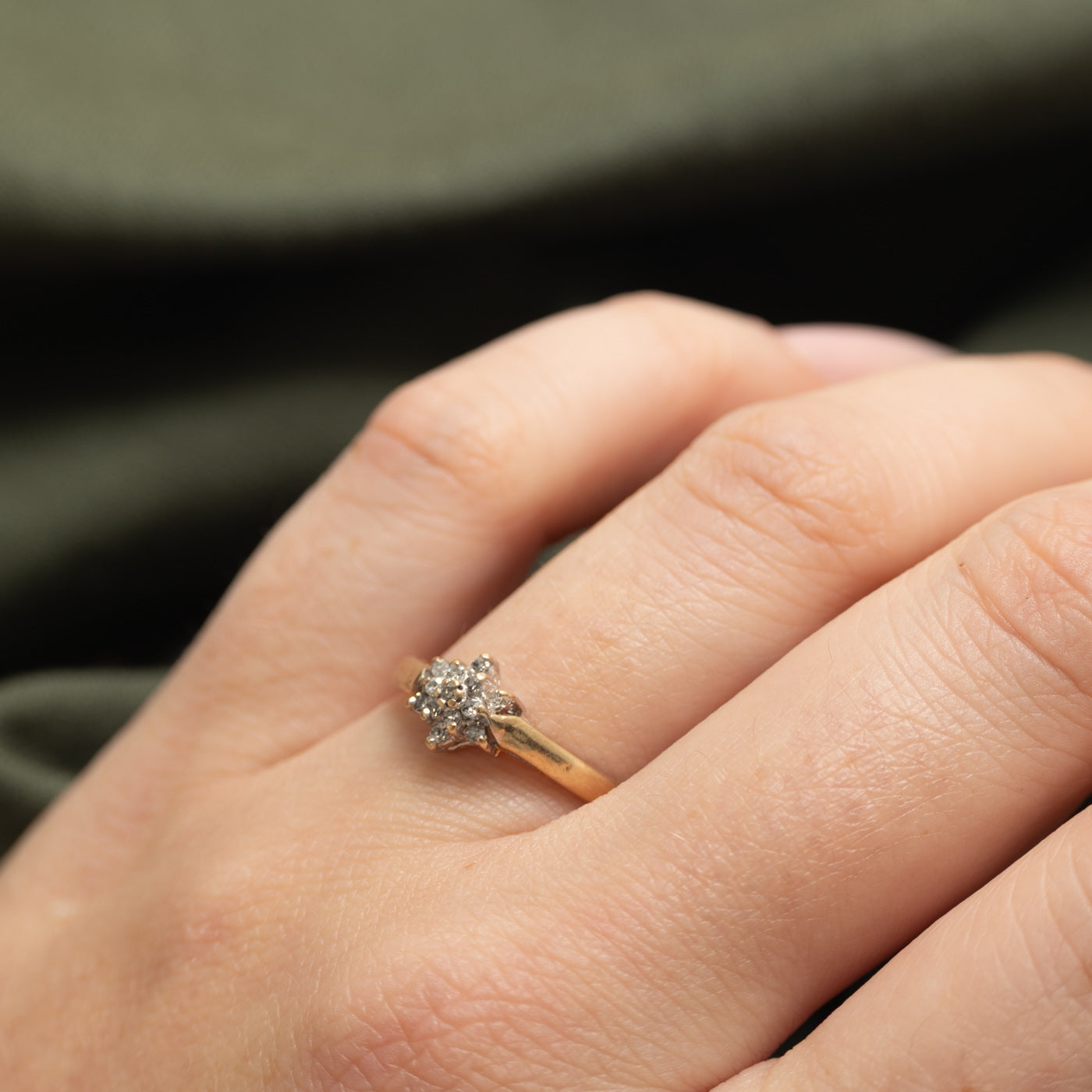 Yellow Gold Diamond Petal Cluster Ring | SZ 7.75