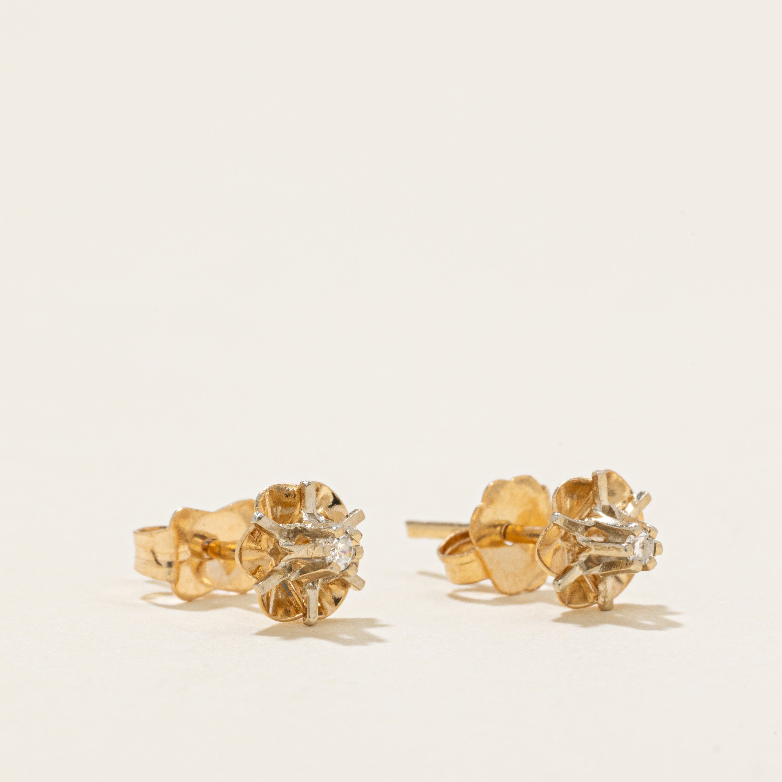 Belcher Set Diamond Stud Earrings
