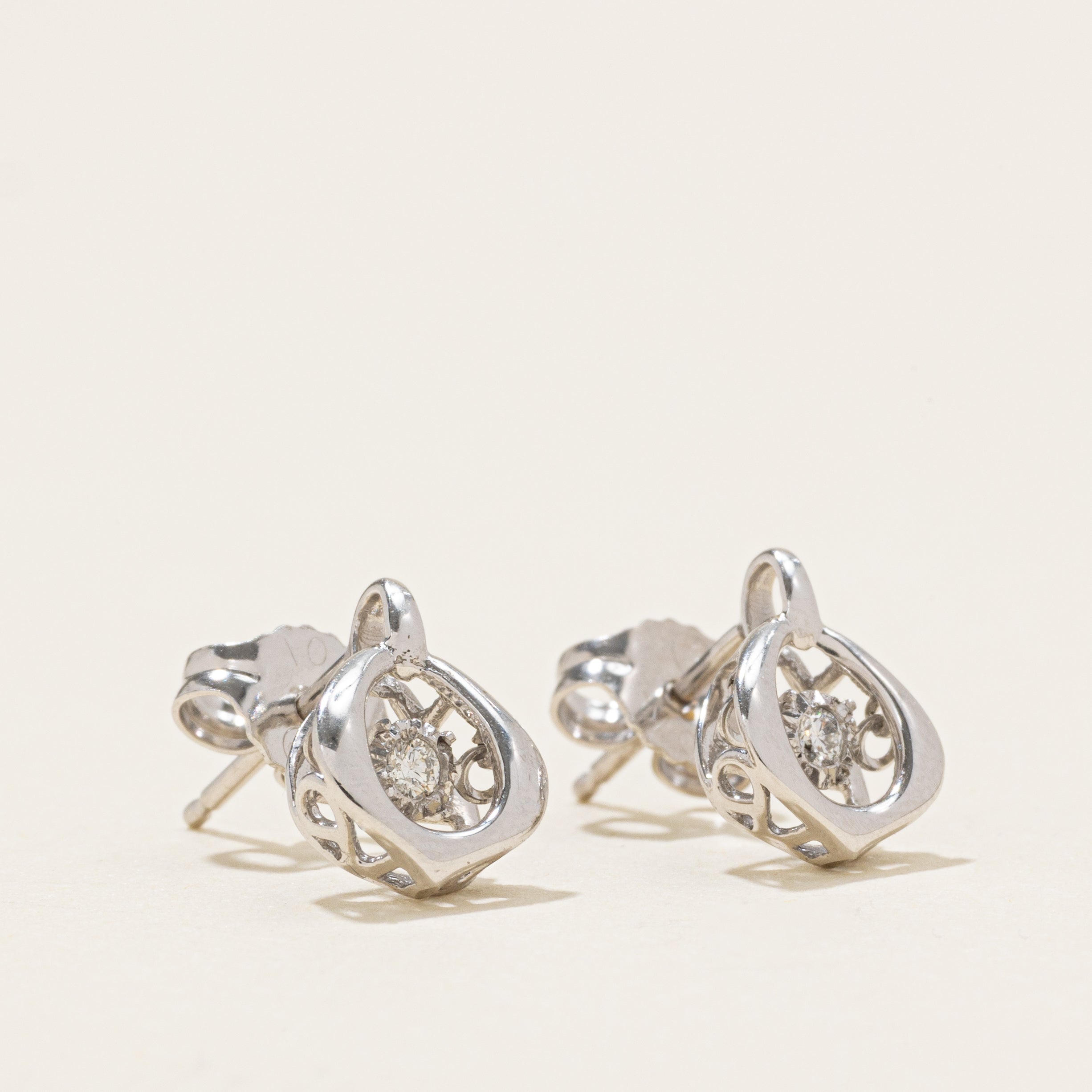 Illusion Set Diamond Geometric Stud Earrings