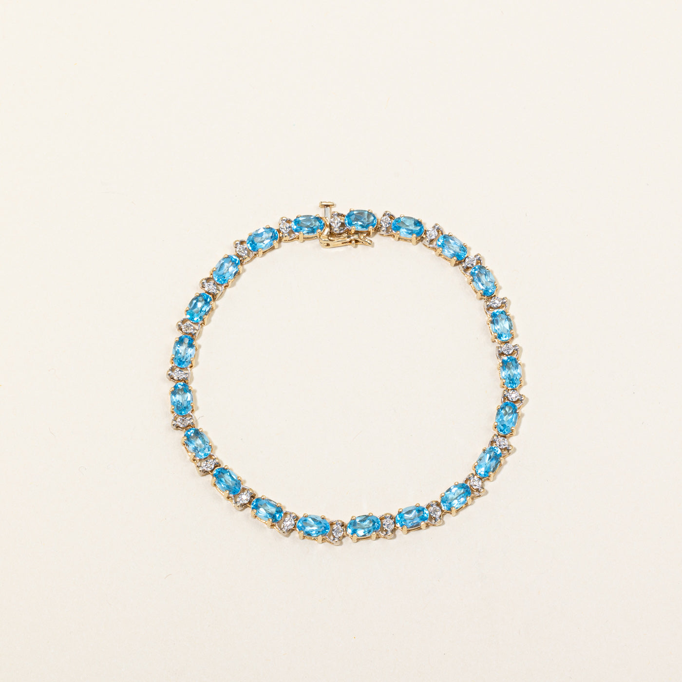 Topaz & Diamond Tennis Bracelet | 9.45ctw, 0.03ctw | 7.5" |